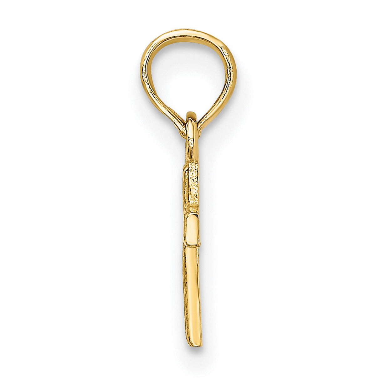 10k Yellow Gold Cross Pendant with Polished Finish and Arched Bail for Men and Women