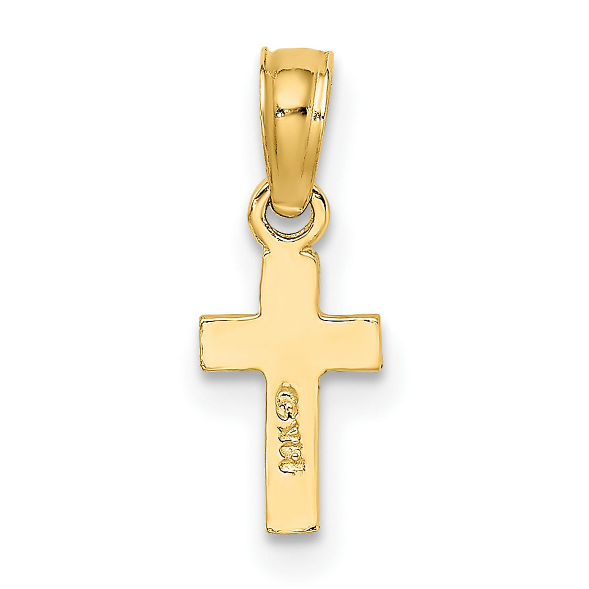 10k Yellow Gold Cross Pendant with Polished Finish and Arched Bail for Men and Women