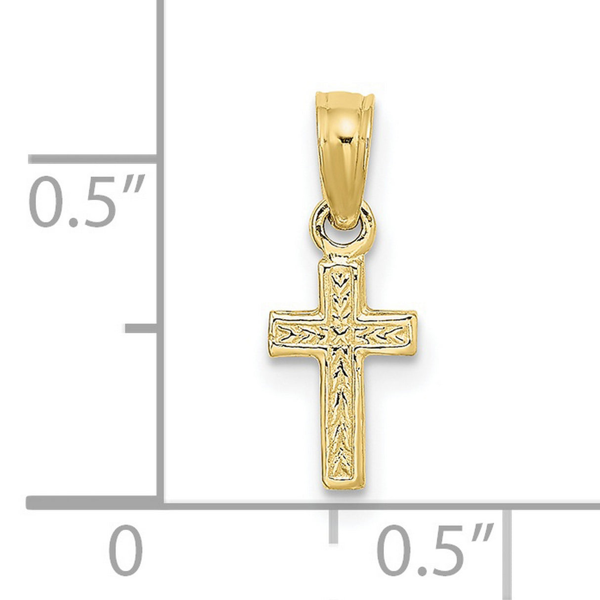 10k Yellow Gold Cross Pendant with Polished Finish and Arched Bail for Men and Women