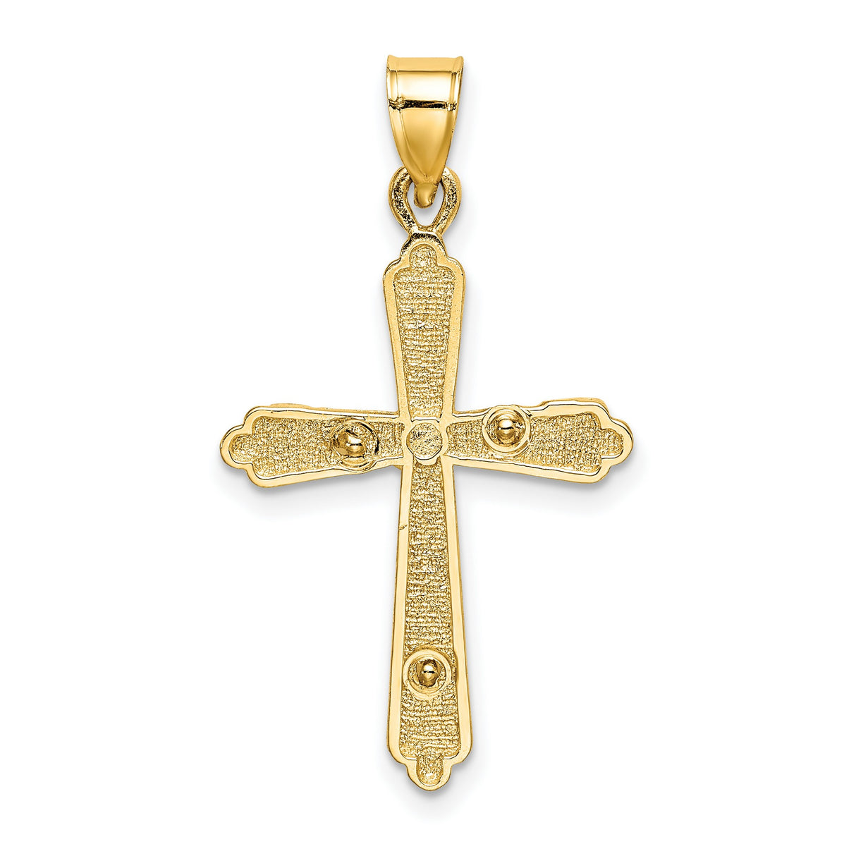 10k Yellow Gold Crucifix Cross Pendant, Textured Latin Cross Design for Men and Women