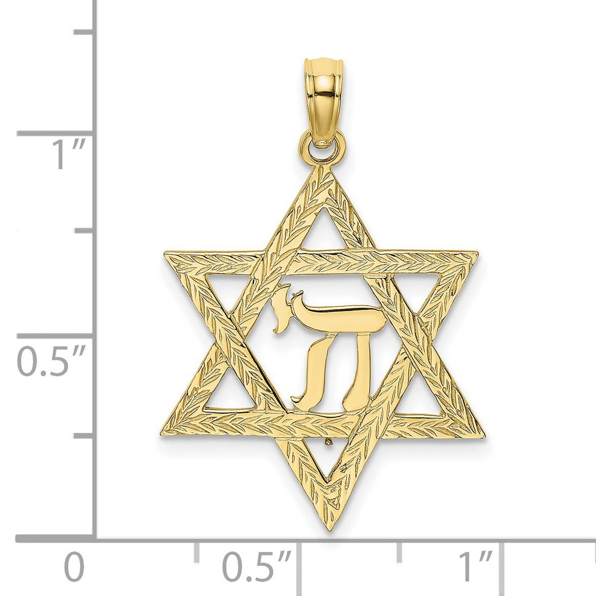 10k Yellow Gold Star of David Pendant with Chai Symbol, Jewish Faith Design, Unisex