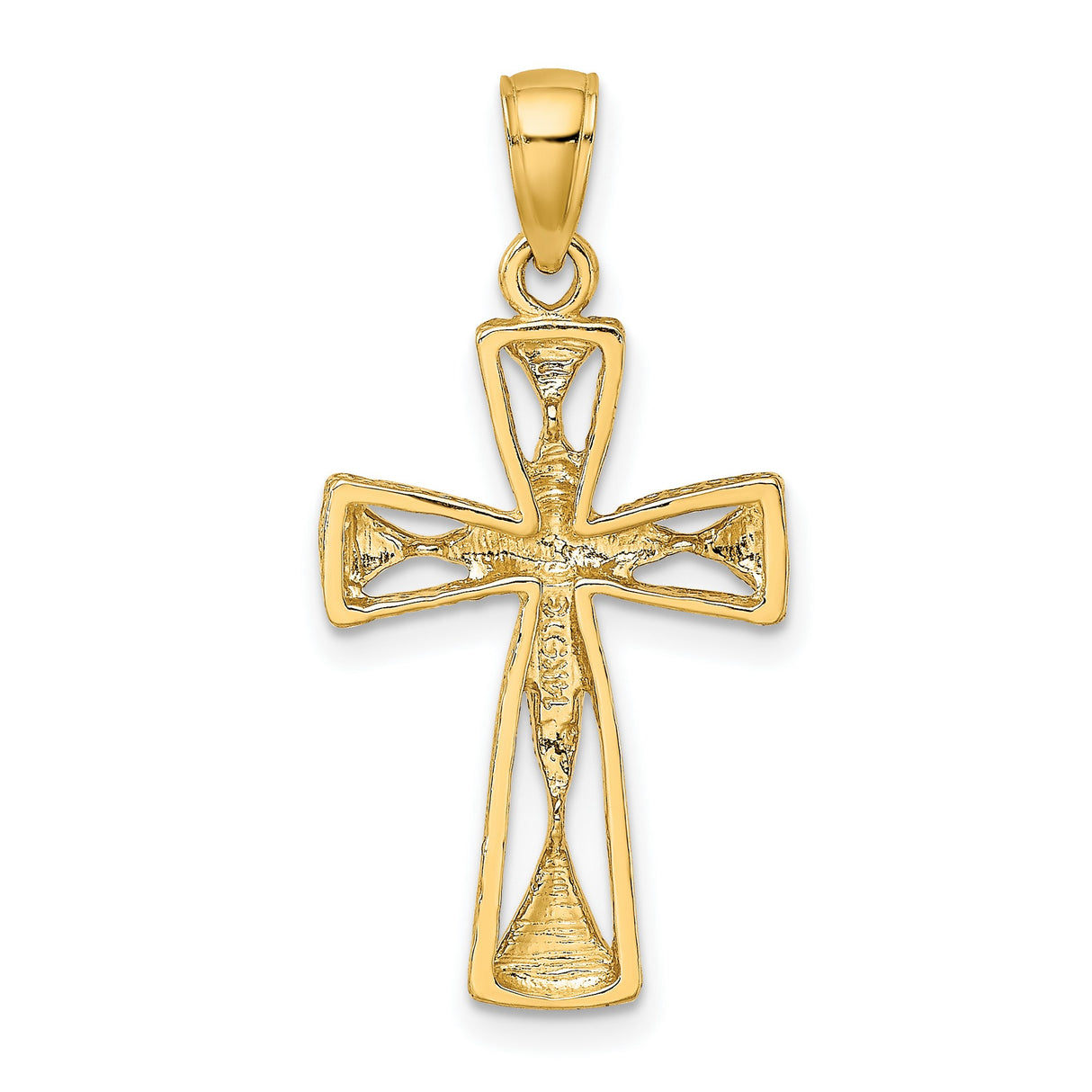 10k Yellow Gold Cross Pendant with Cutout Design and Textured Openwork Charm