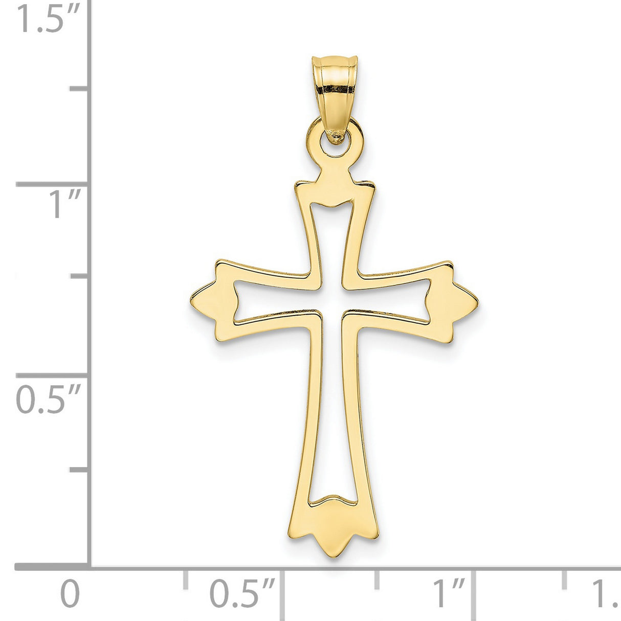 10k Yellow Gold Cross Pendant, Modern Openwork Gothic Style Religious Charm for Men and Women