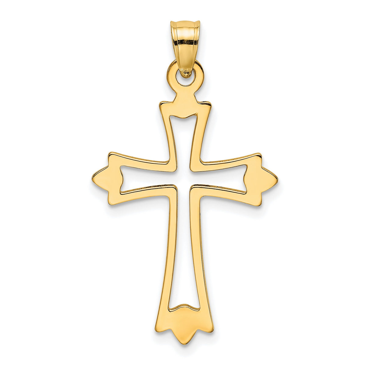 10k Yellow Gold Cross Pendant, Modern Openwork Gothic Style Religious Charm for Men and Women