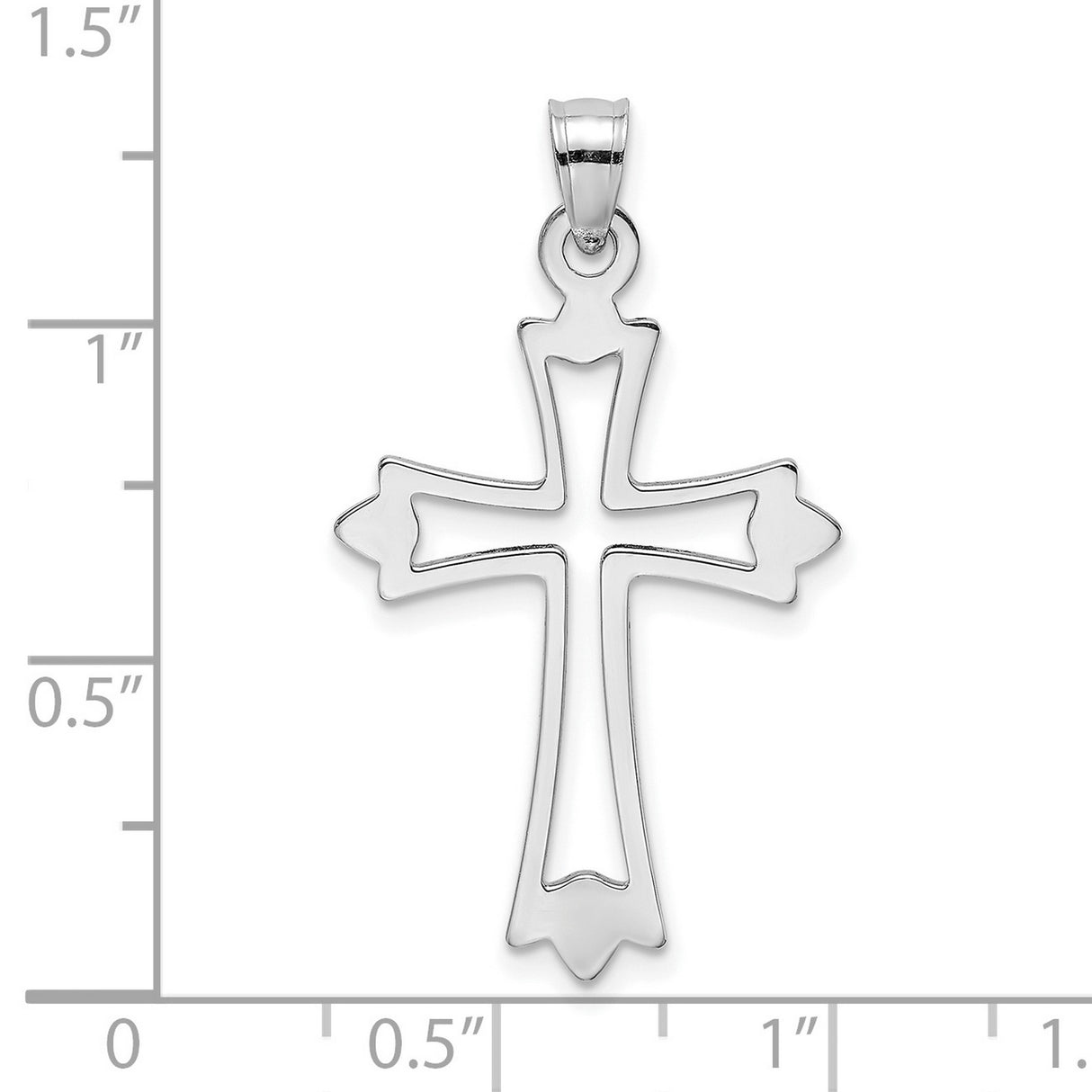 10k White Gold Cross Pendant with Modern Cutout Design, Religious Style for Men and Women