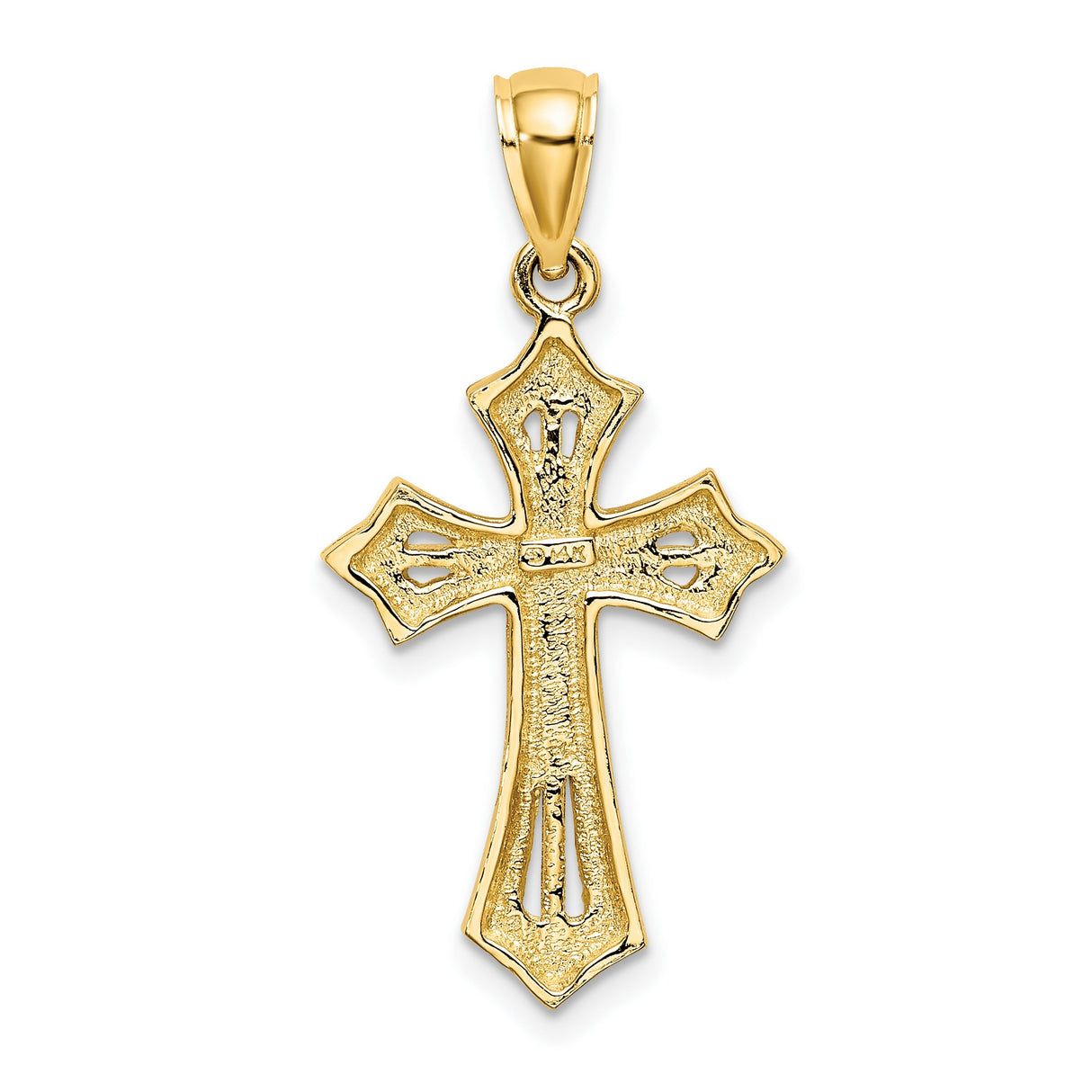 10k Yellow Gold Cross Pendant with Flared Arms and Beaded Edges for Men and Women