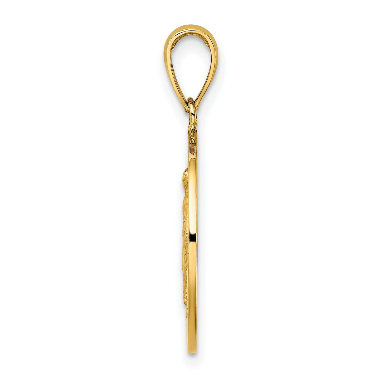 10k Yellow Gold Miraculous Medal Pendant Featuring Virgin Mary, Catholic Religious Charm