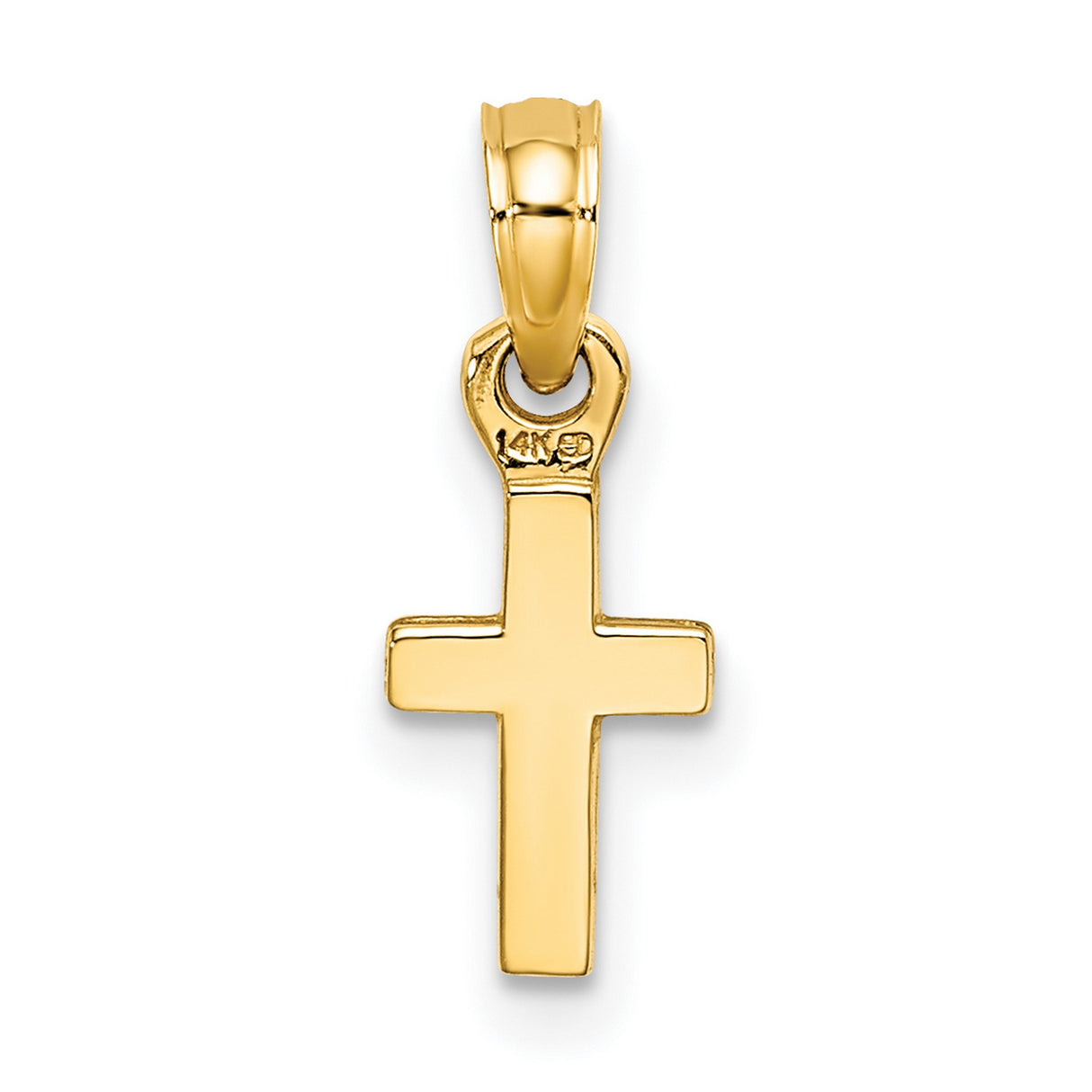 10k Yellow Gold Cross Pendant, Polished Minimalist Religious Charm for Men and Women