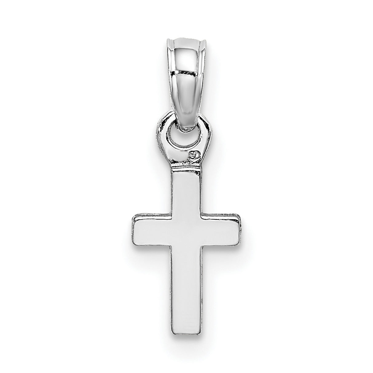 10k White Gold Cross Pendant, Mini Latin Style Religious Jewelry for Men and Women