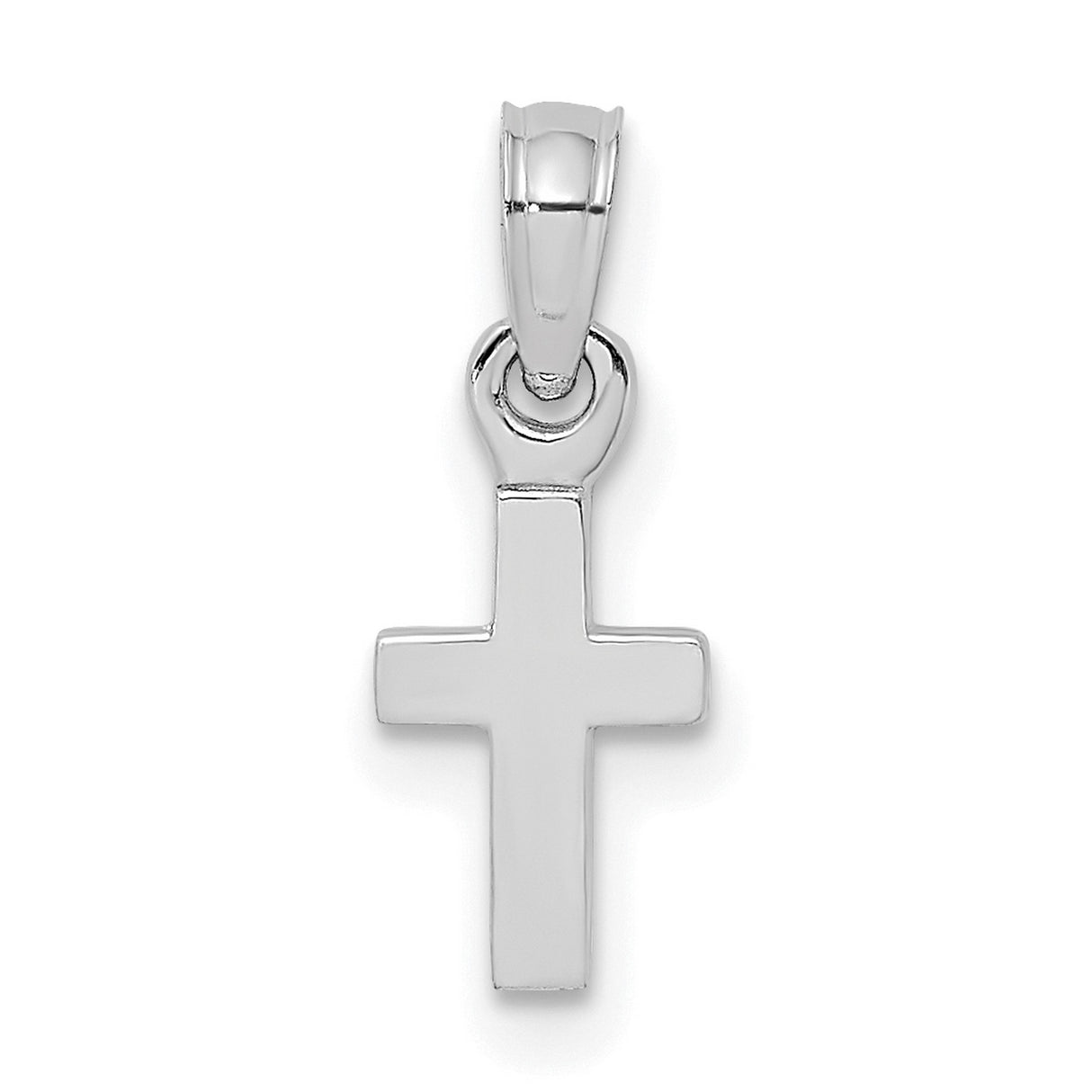 10k White Gold Cross Pendant, Mini Latin Style Religious Jewelry for Men and Women