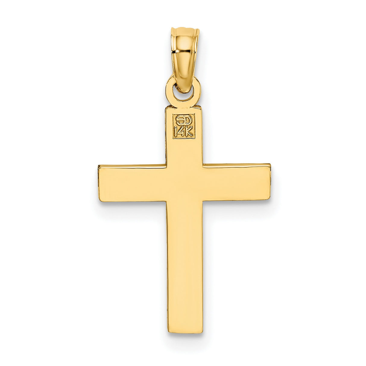 10k Yellow Gold Cross Pendant with Polished and Textured Block Design for Men and Women