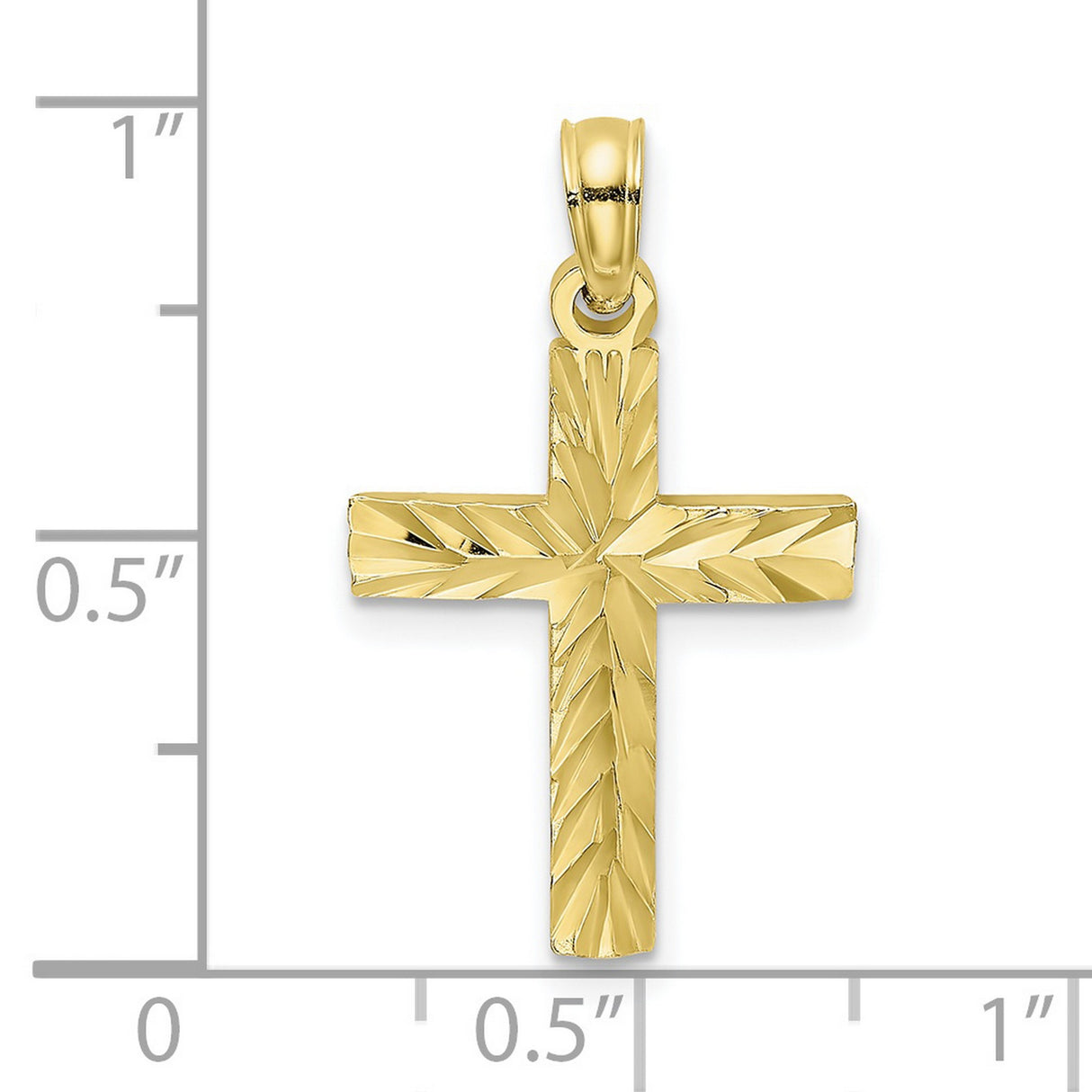 10k Yellow Gold Cross Pendant with Polished and Textured Block Design for Men and Women