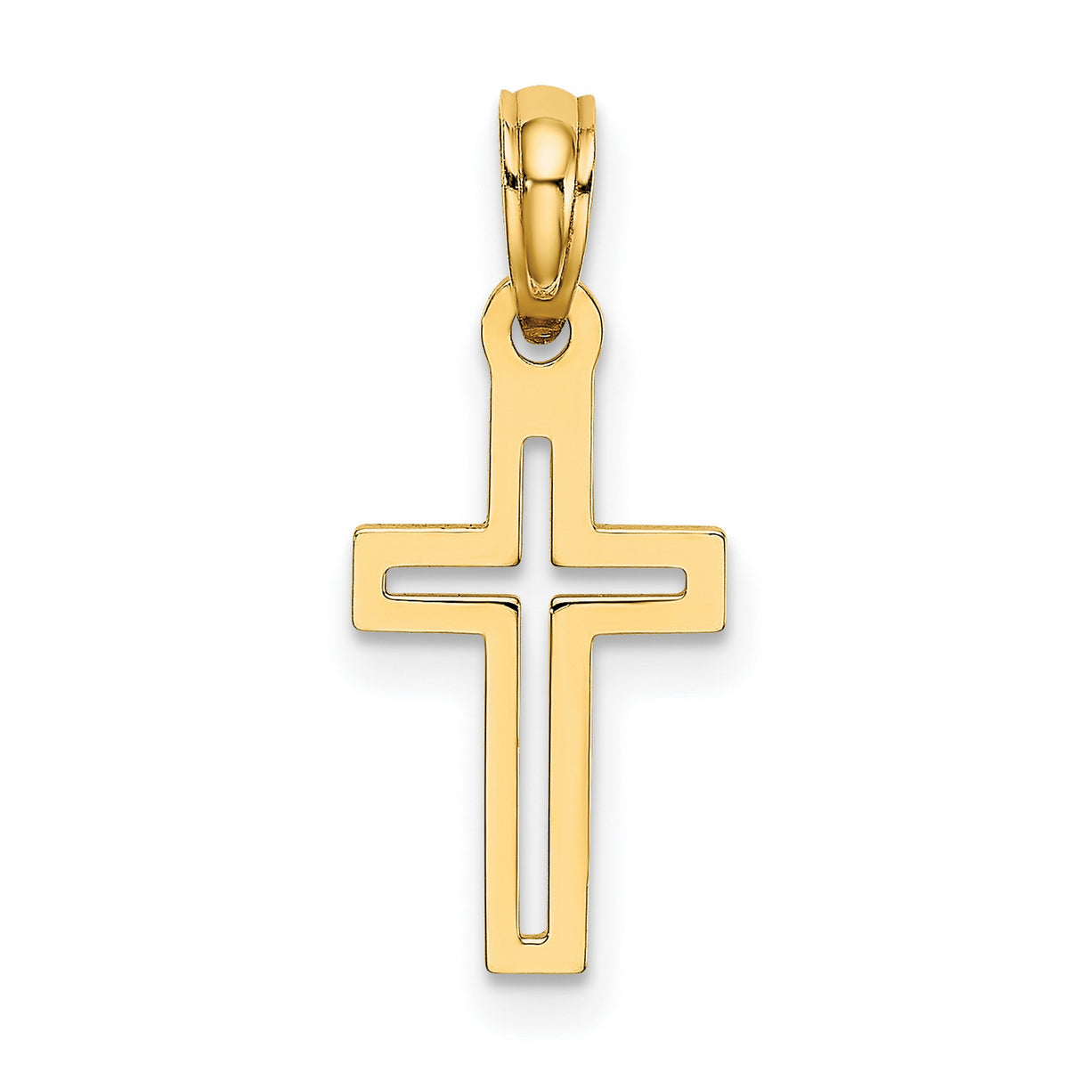 10k Yellow Gold Cross Pendant, Textured Diamond-Cut Open Design, Unisex Spiritual Jewelry