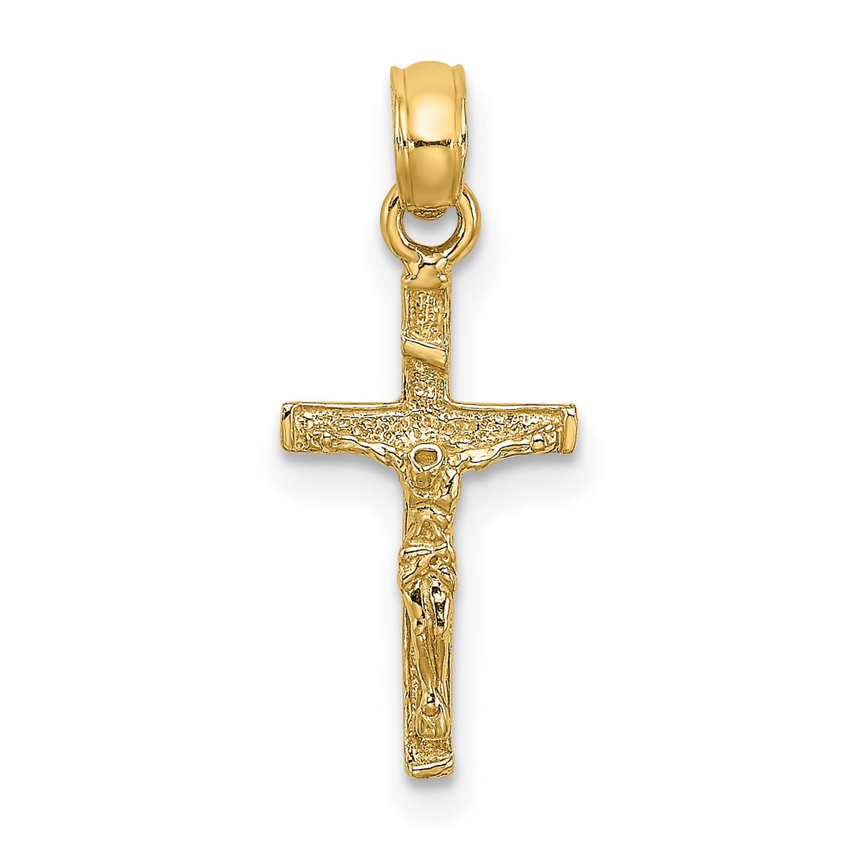 10k Yellow Gold Crucifix Pendant with Detailed Latin Cross Design for Men and Women