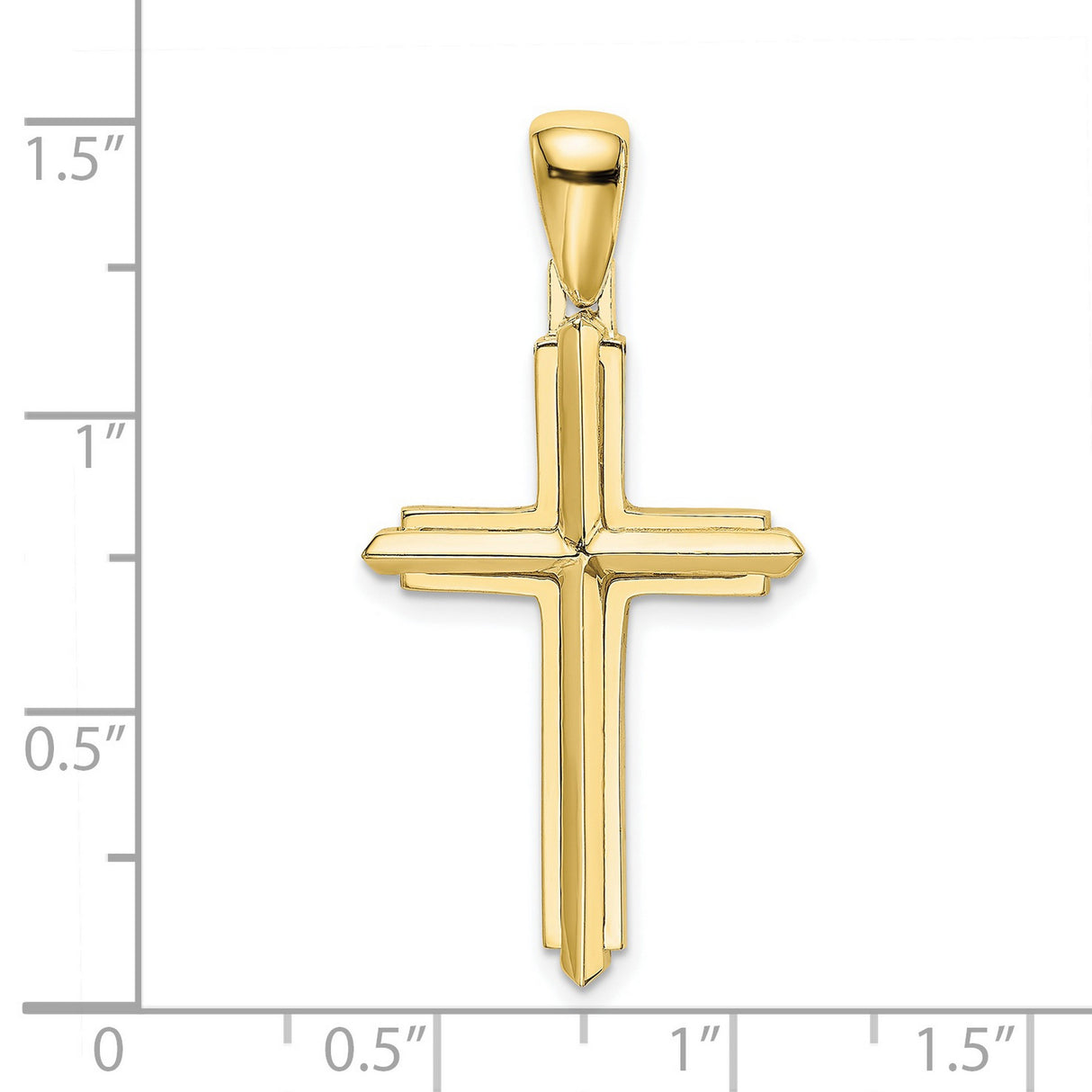 10k Yellow Gold Cross Pendant, Polished Minimalist Religious Charm for Men and Women