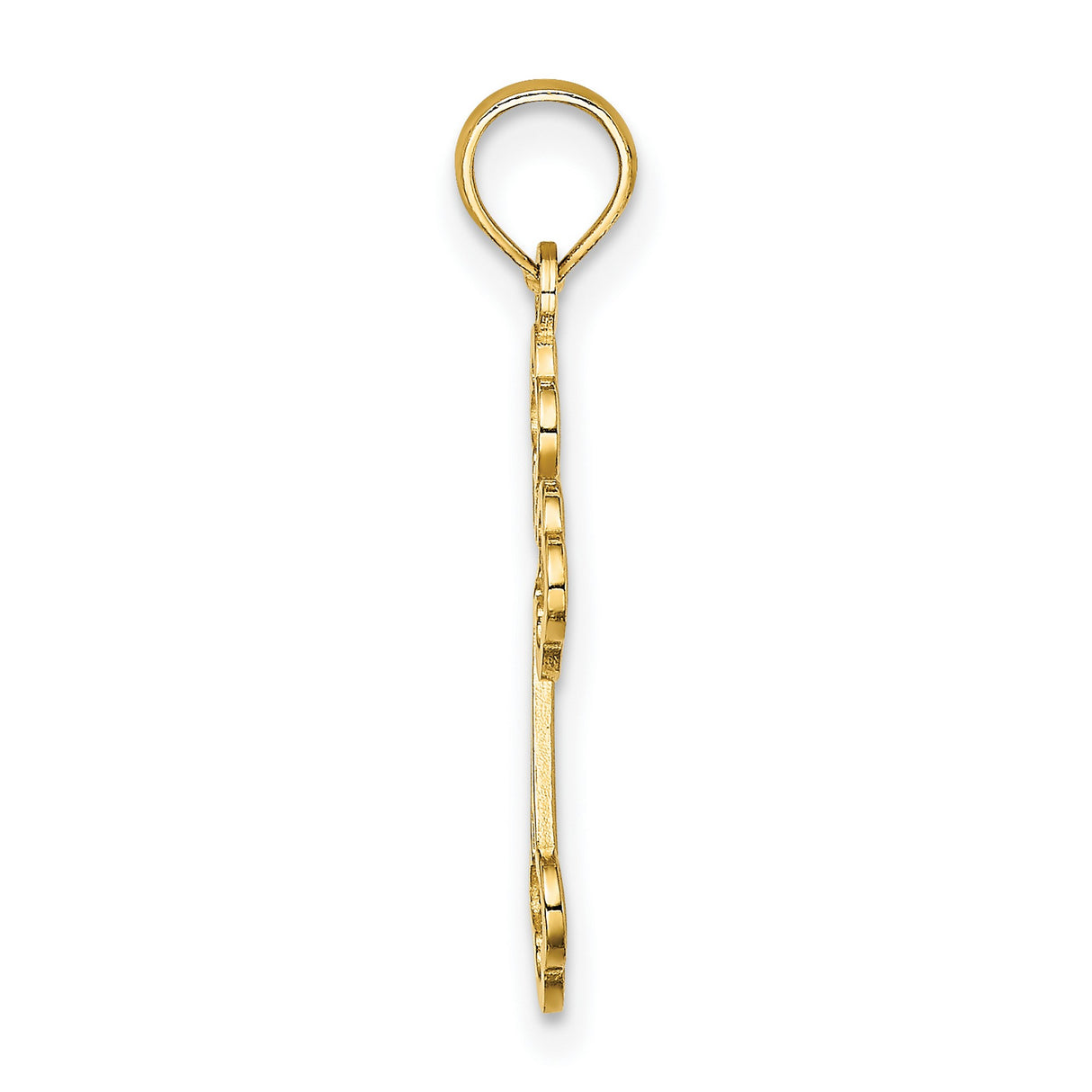 10k Yellow Gold Cross Pendant with Budded Design, Filigree Center and Polished Bail