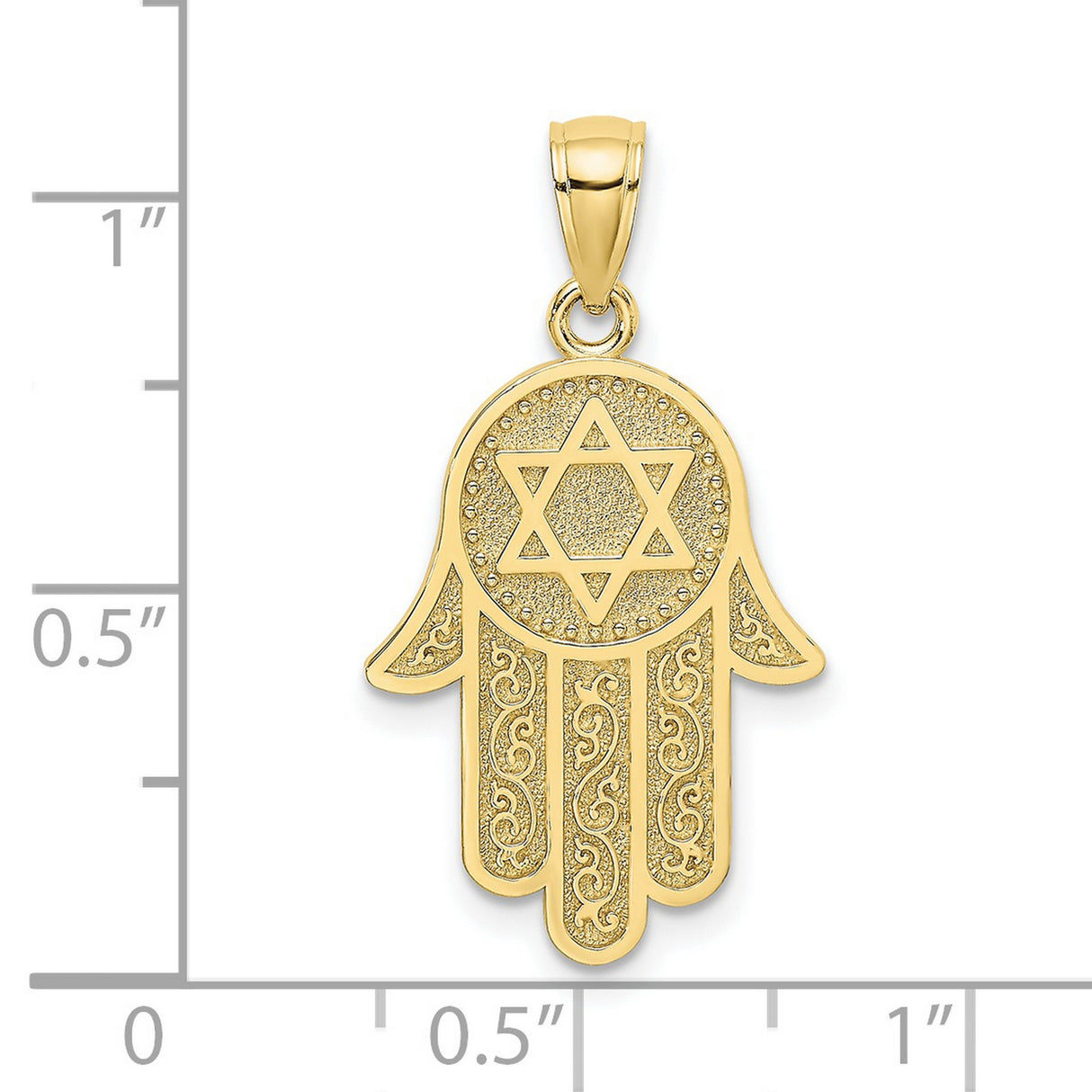 10k Yellow Gold Pendant, Hamsa Hand with Star of David, Spiritual Jewish Symbol for Women or Unisex