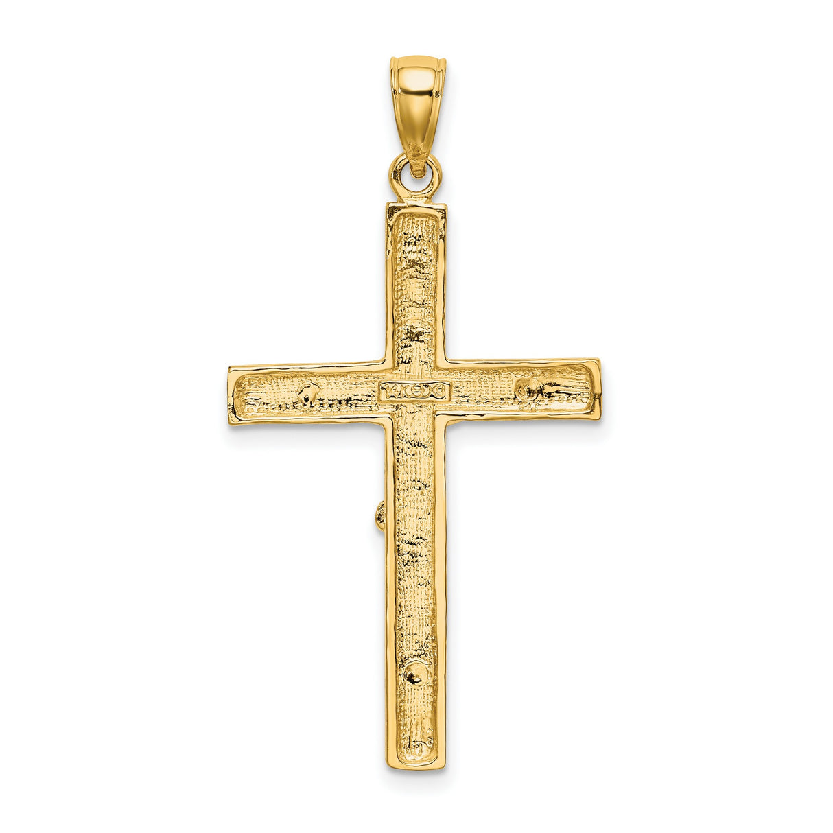 10k Yellow Gold Crucifix Cross Pendant with Jesus Figure, Polished Religious Charm
