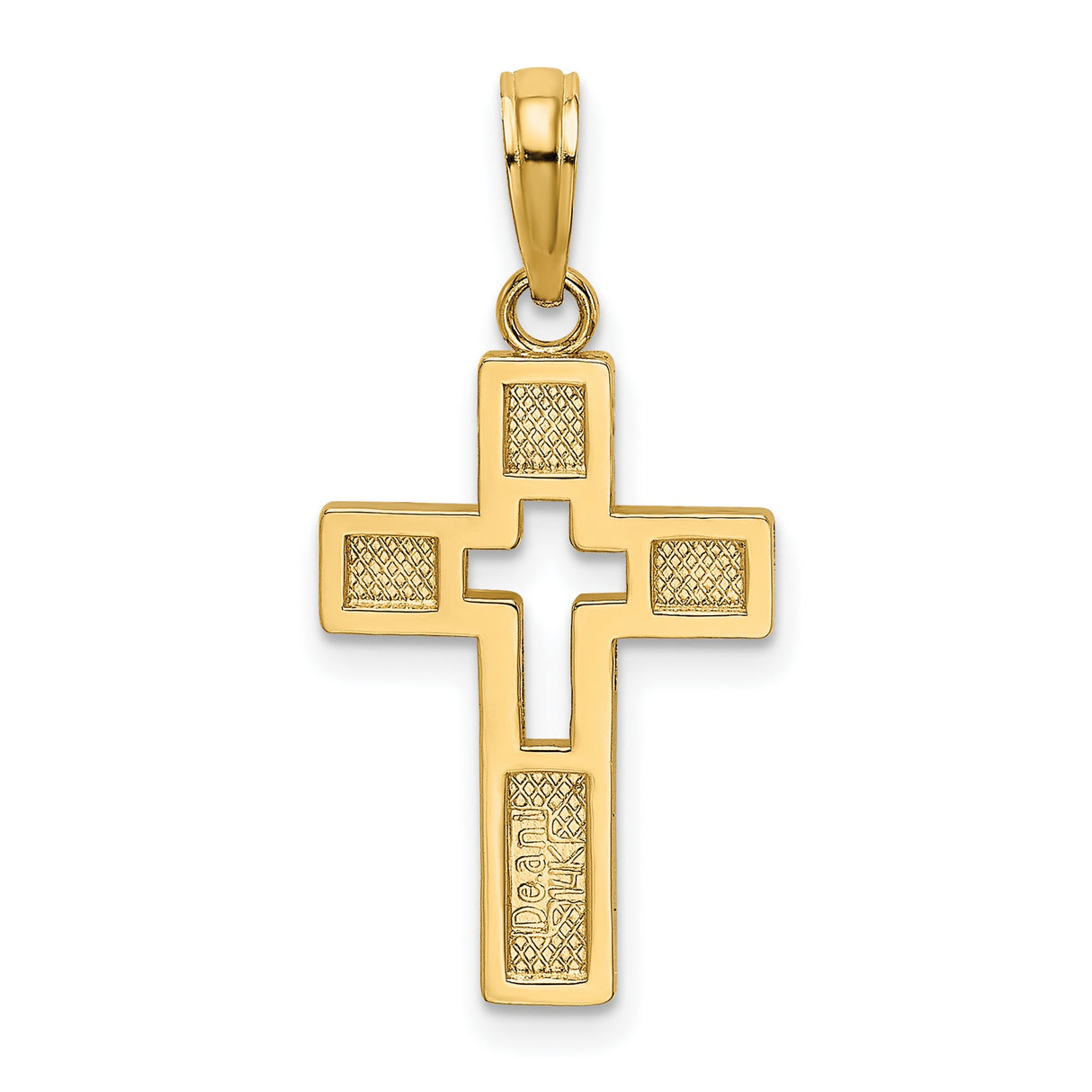 10k Yellow Gold Cross Pendant, Polished Flat Cutout Design, Minimalist Religious Symbol Unisex