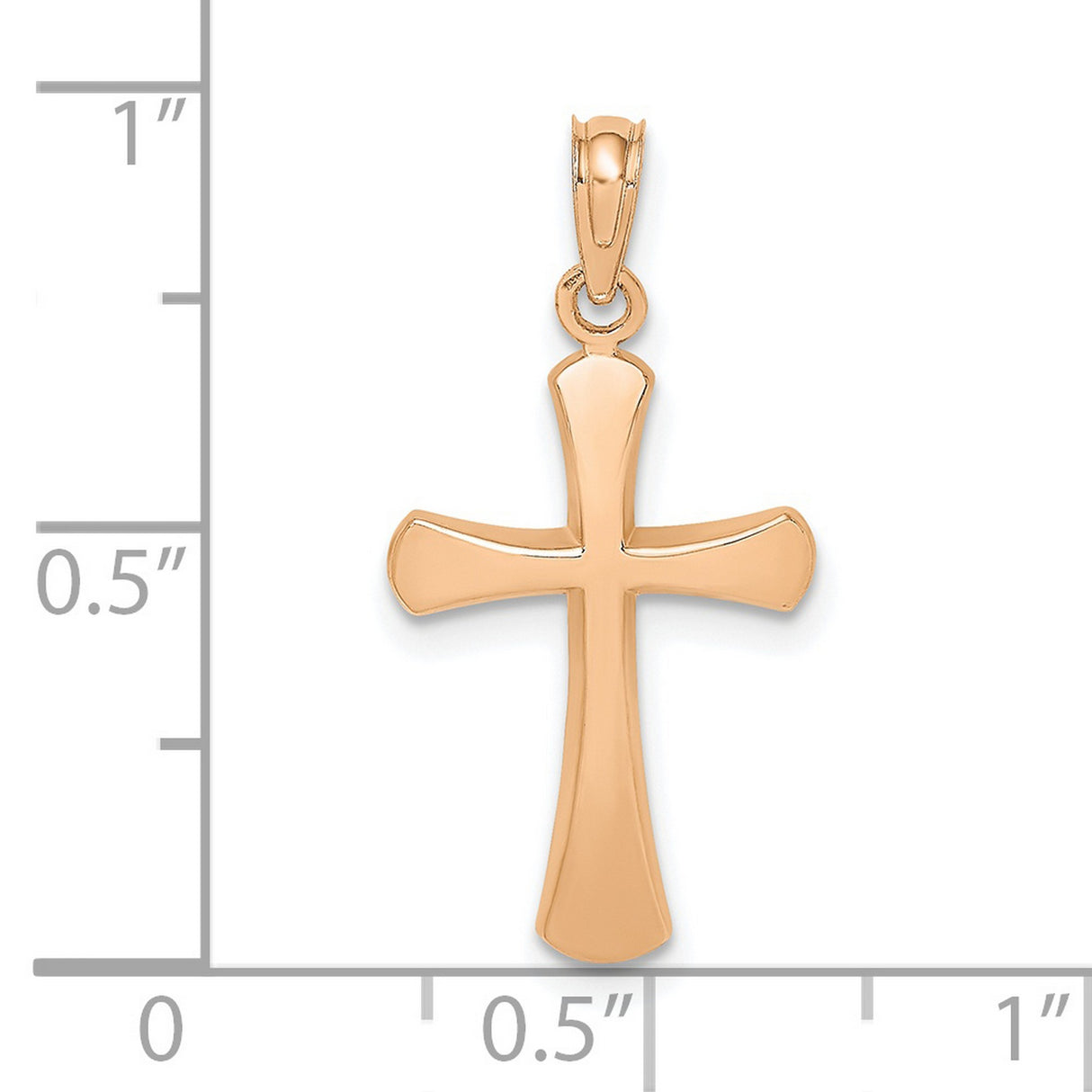 10k Rose Gold Cross Pendant with Polished Beveled Design and Modern Taper Arms