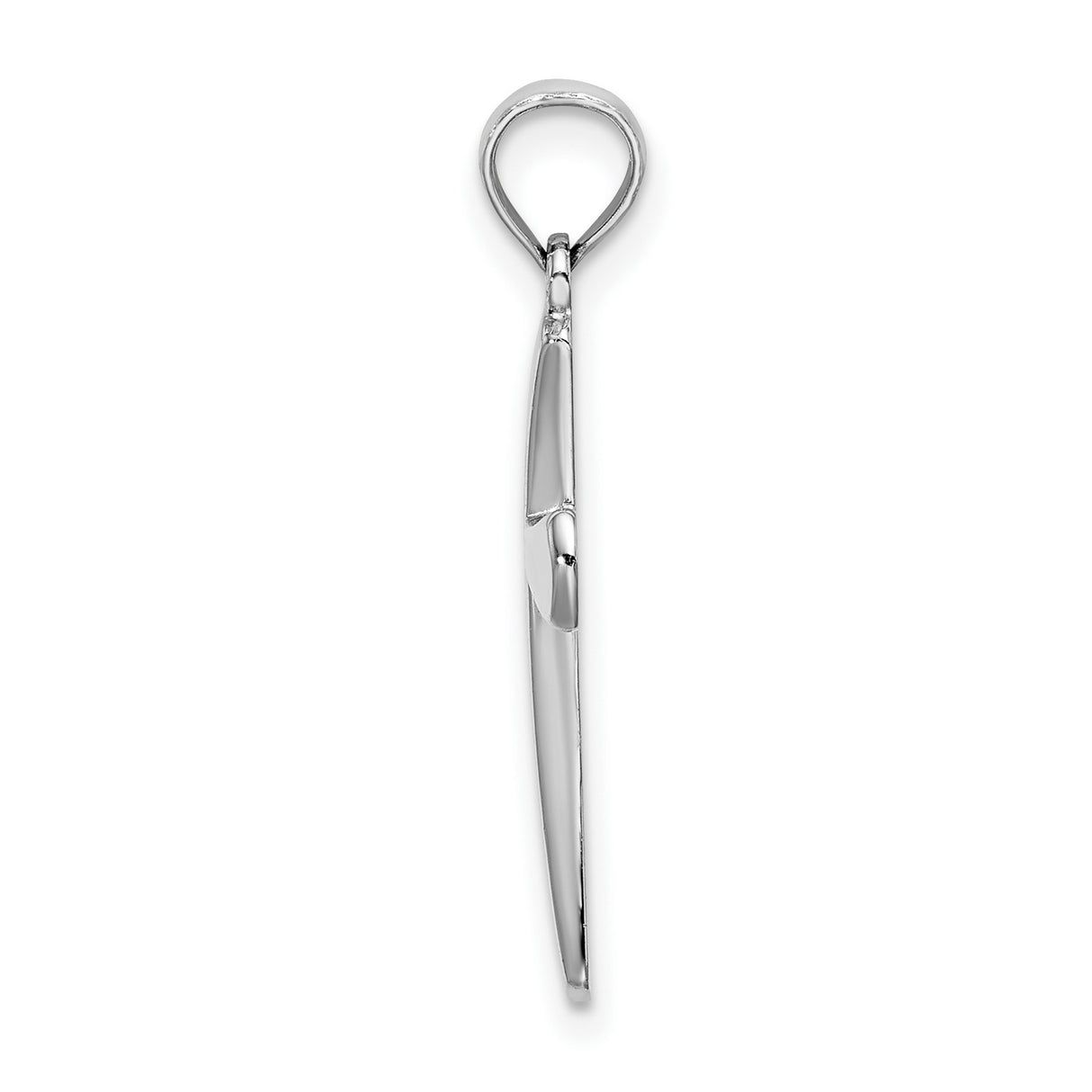 10k White Gold Cross Pendant with Smooth Finish and Beveled Tips, Minimalist Religious Design