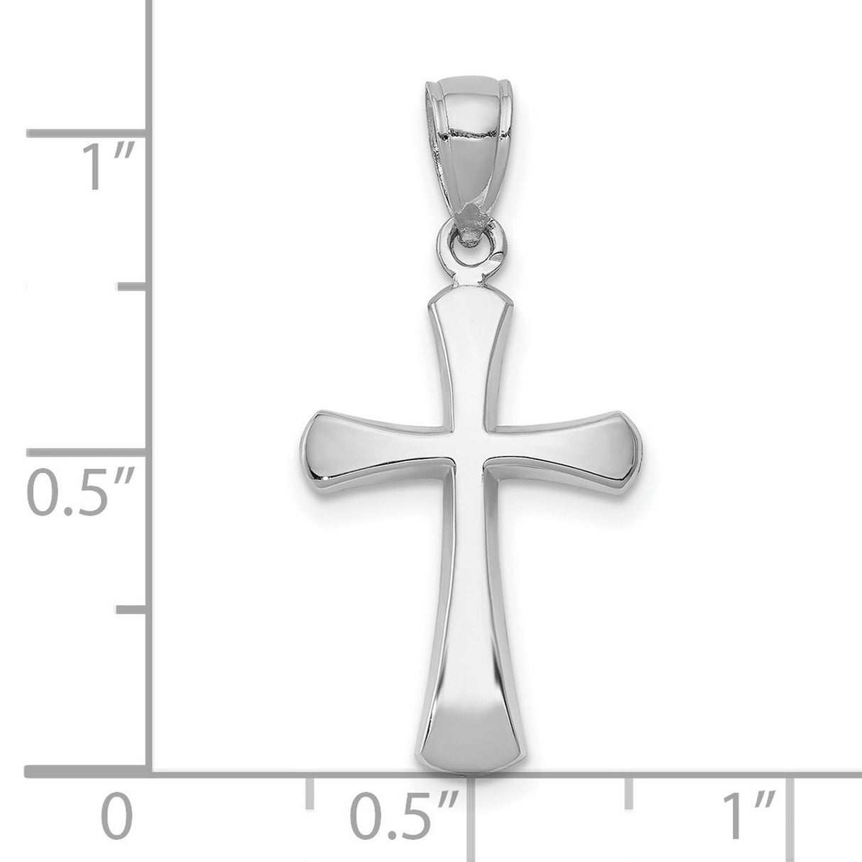 10k White Gold Cross Pendant with Smooth Finish and Beveled Tips, Minimalist Religious Design