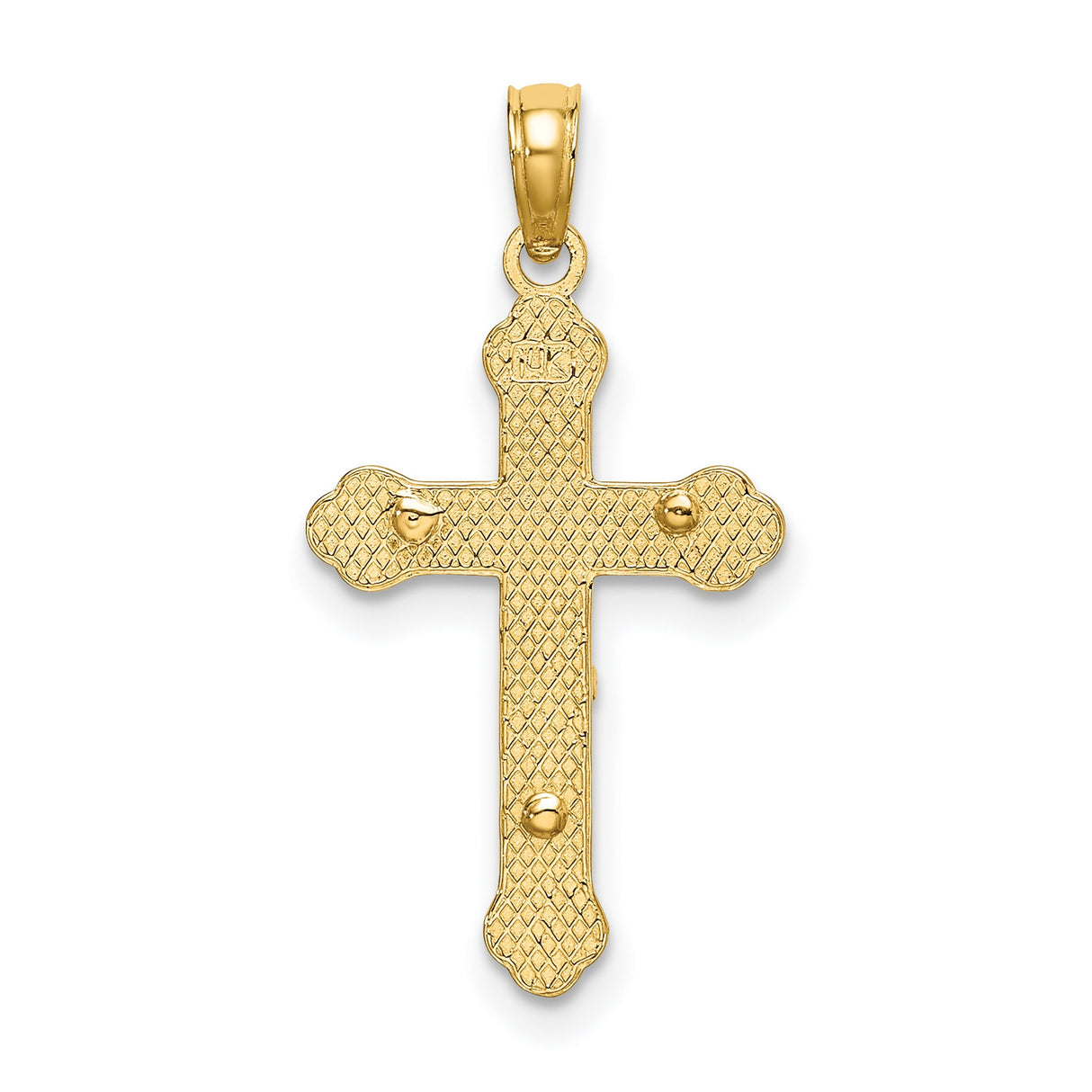10k Yellow Gold Crucifix Cross Pendant with INRI Figure and Scroll Tips Vintage Catholic Style