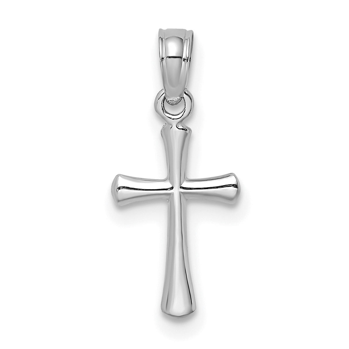 10k White Gold Cross Pendant with Beveled Domed Design and Mirror Finish for Men and Women