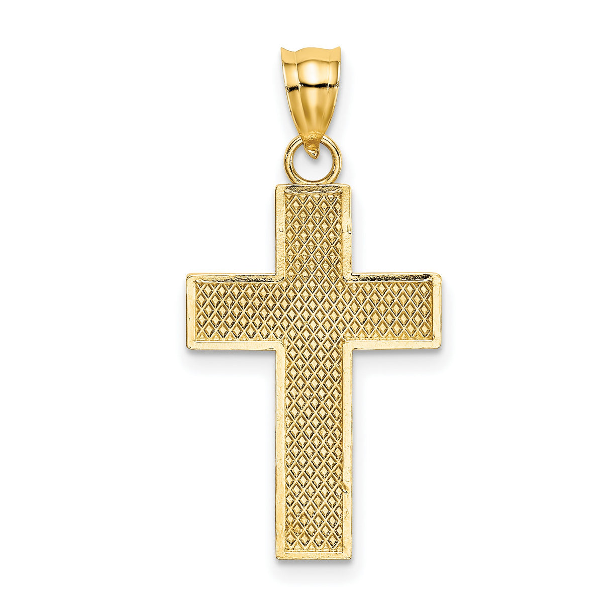 10k Yellow Gold Cross Pendant with Diamond-Cut Detailing and Raised Center Design