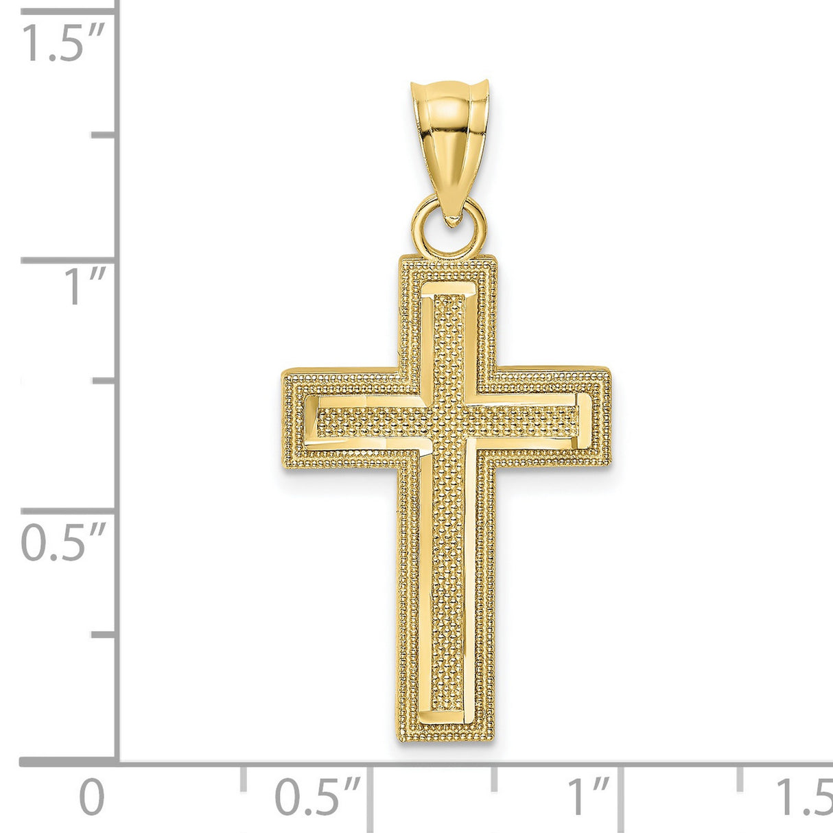 10k Yellow Gold Cross Pendant with Diamond-Cut Detailing and Raised Center Design