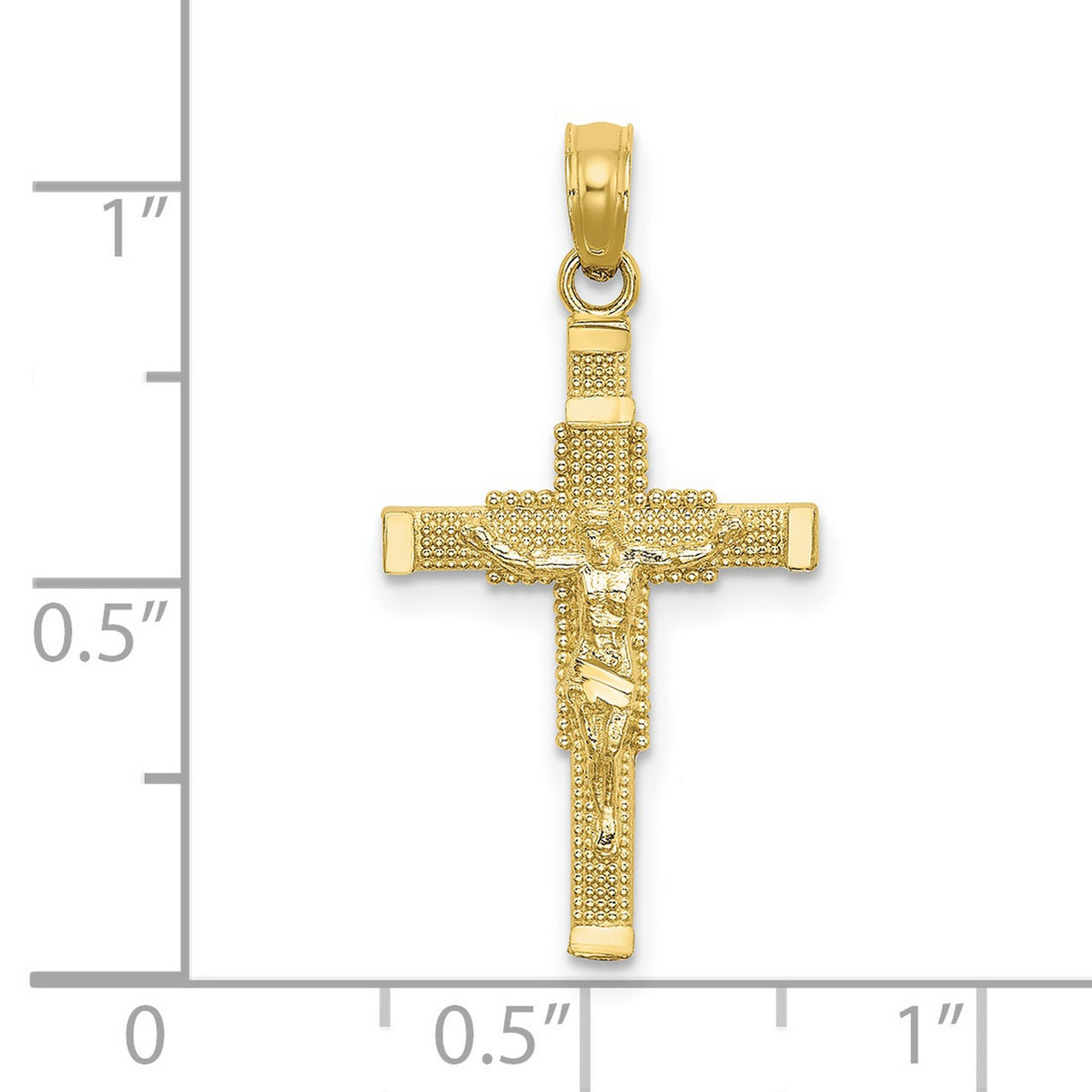 10k Yellow Gold Crucifix Cross Pendant Featuring Jesus, Religious Christian Charm