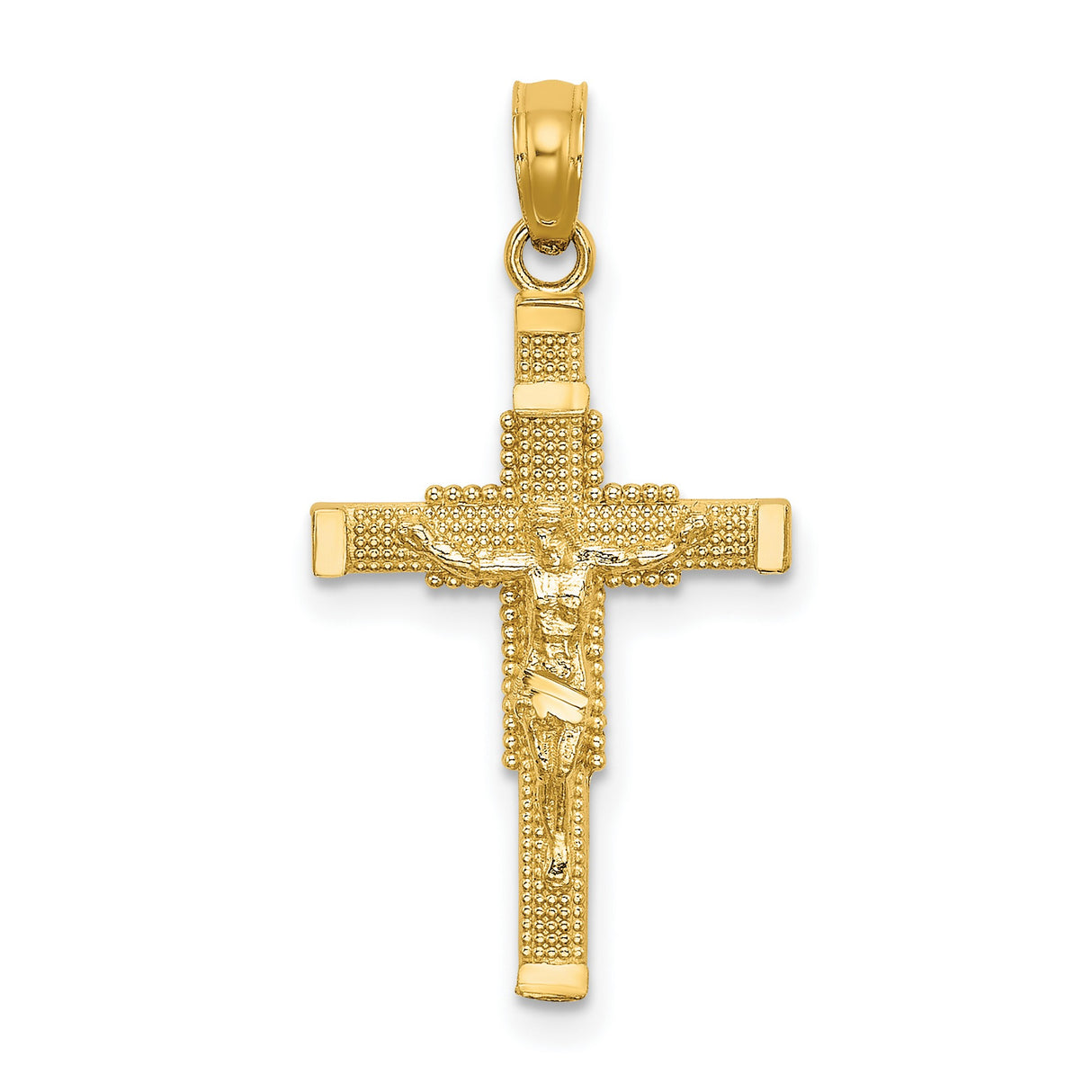 10k Yellow Gold Crucifix Cross Pendant Featuring Jesus, Religious Christian Charm