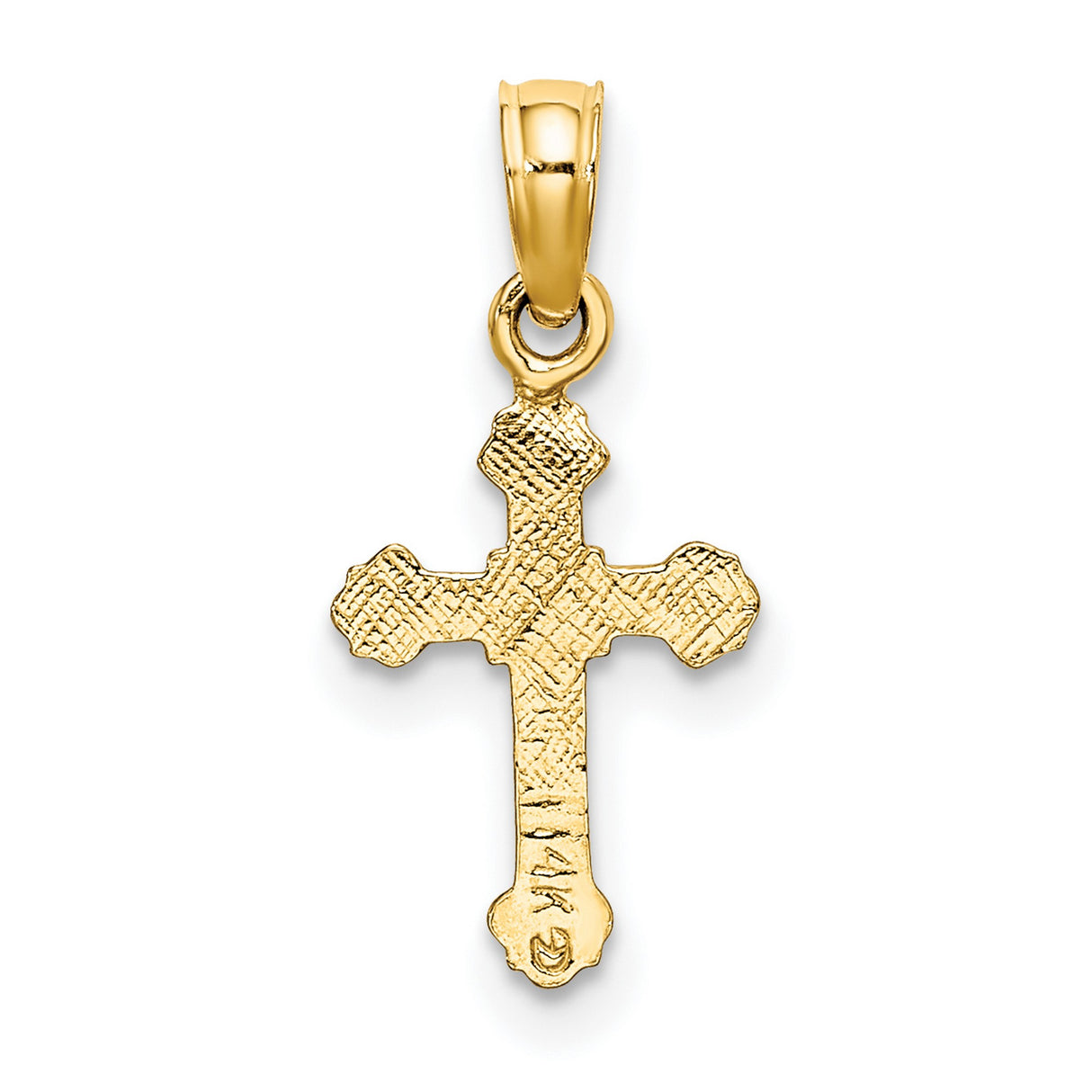10k Yellow Gold Crucifix Pendant with Detailed Jesus and Scrollwork Design