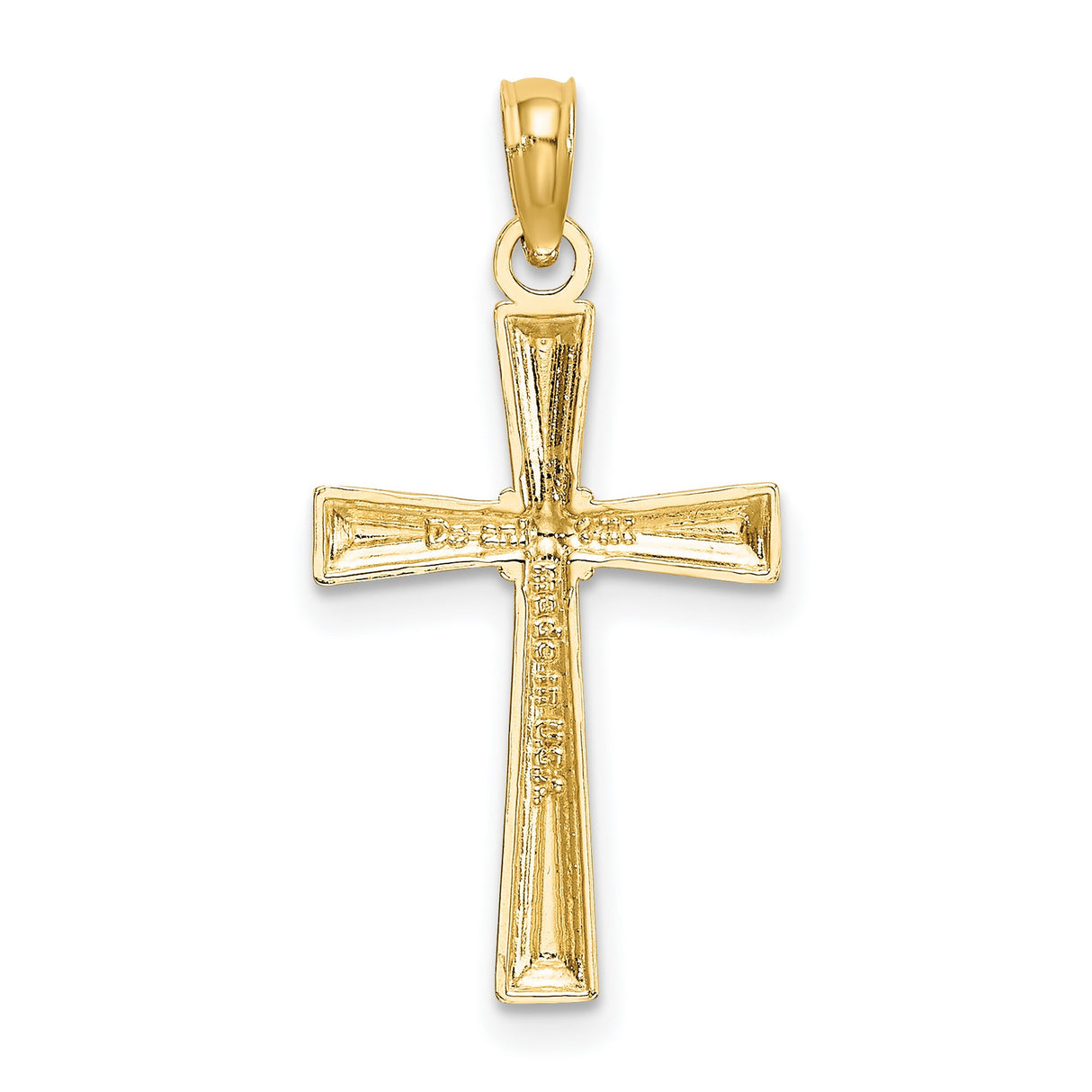10k Yellow Gold Cross Pendant with Textured Design and Raised Border for Men and Women