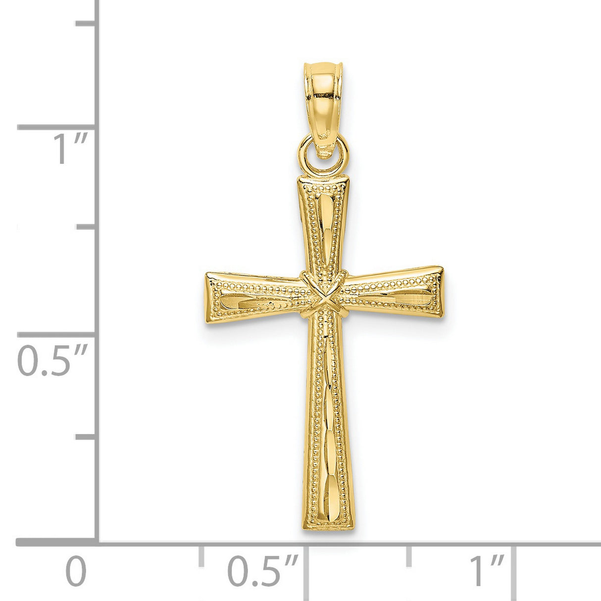 10k Yellow Gold Cross Pendant with Textured Design and Raised Border for Men and Women