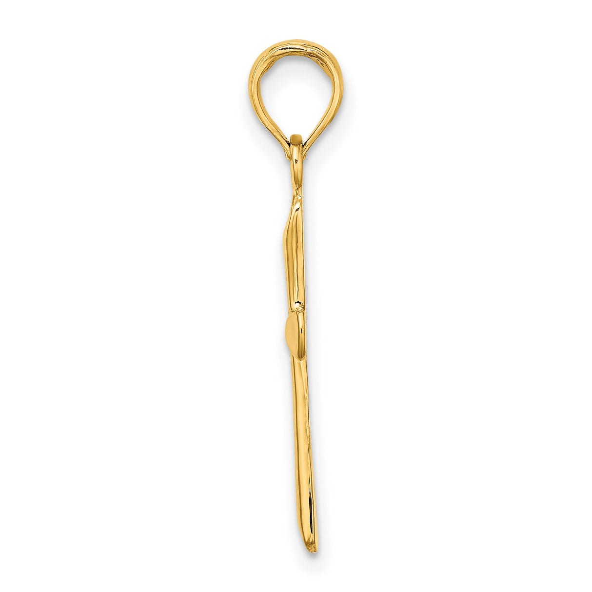 10k Yellow Gold Cross Pendant with Polished Beveled Tip Design for Men and Women