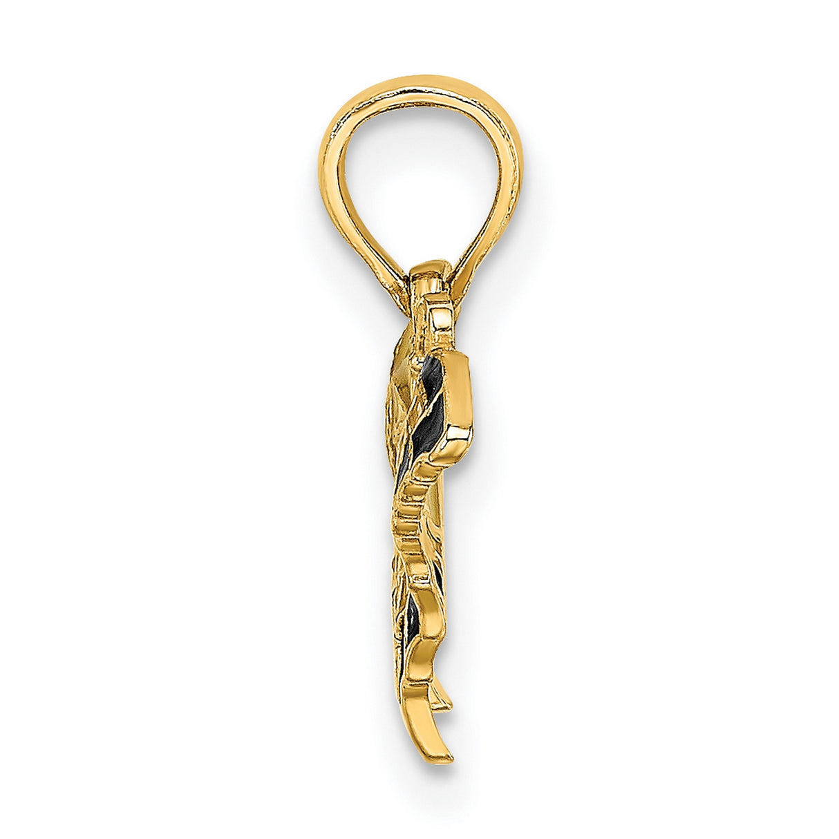 10k Yellow Gold Butterfly Pendant with Black and Yellow Enamel Wings, Nature-Inspired Charm