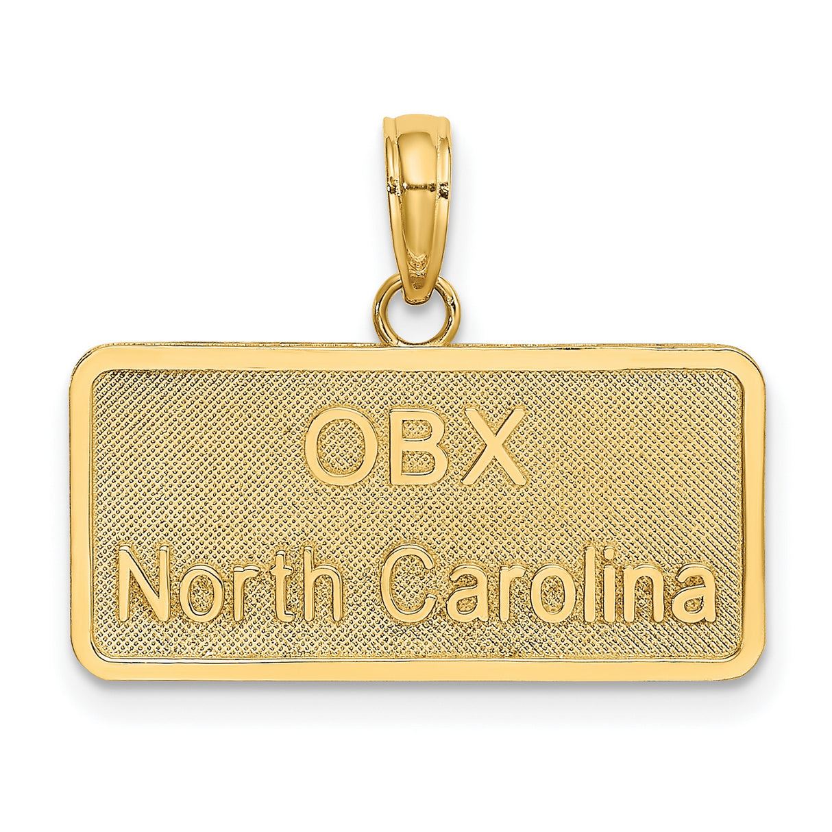 10k Yellow Gold OBX North Carolina Pendant, Rectangular Outer Banks Travel Charm