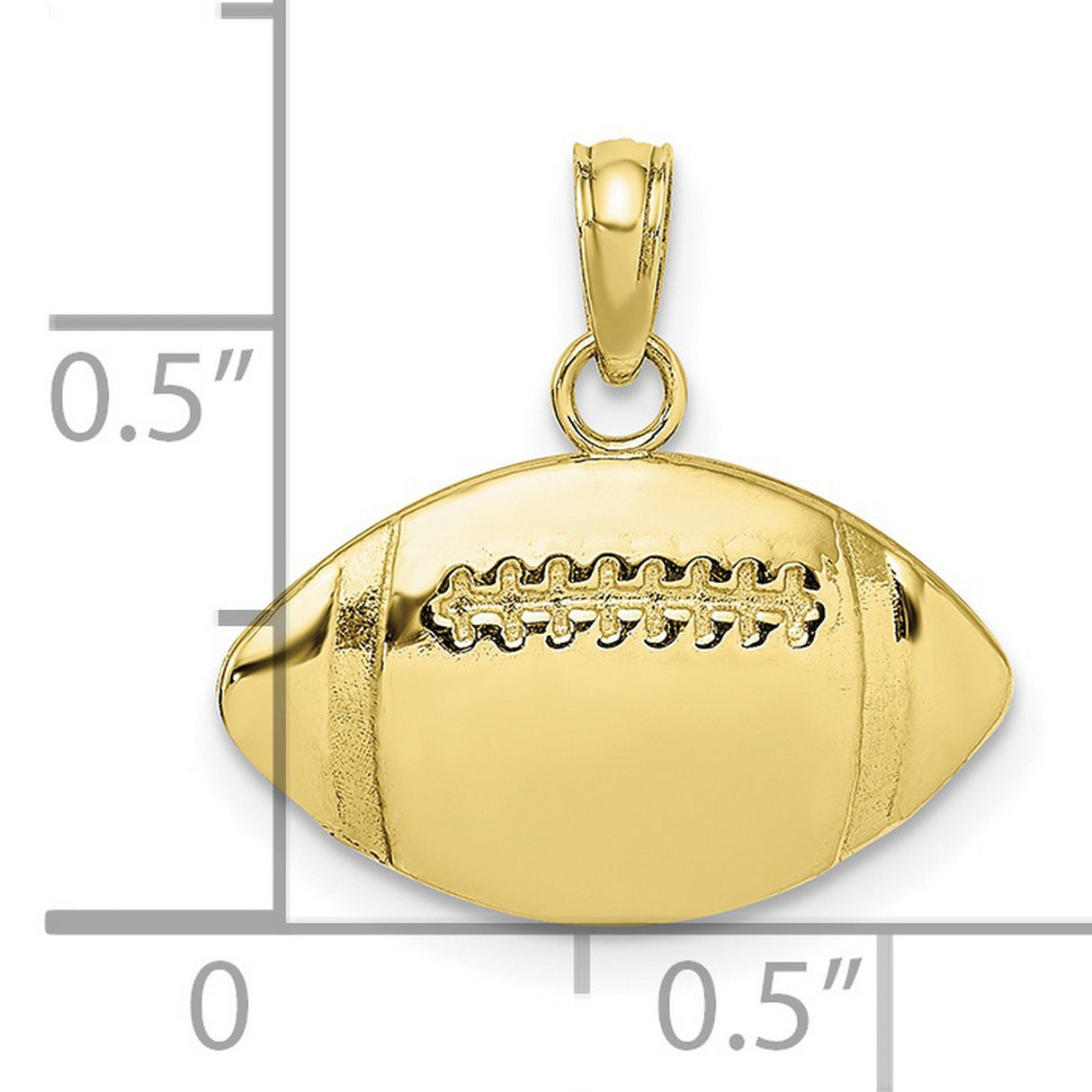 10k Yellow Gold Football Pendant, Detailed American Football Charm for Men or Unisex