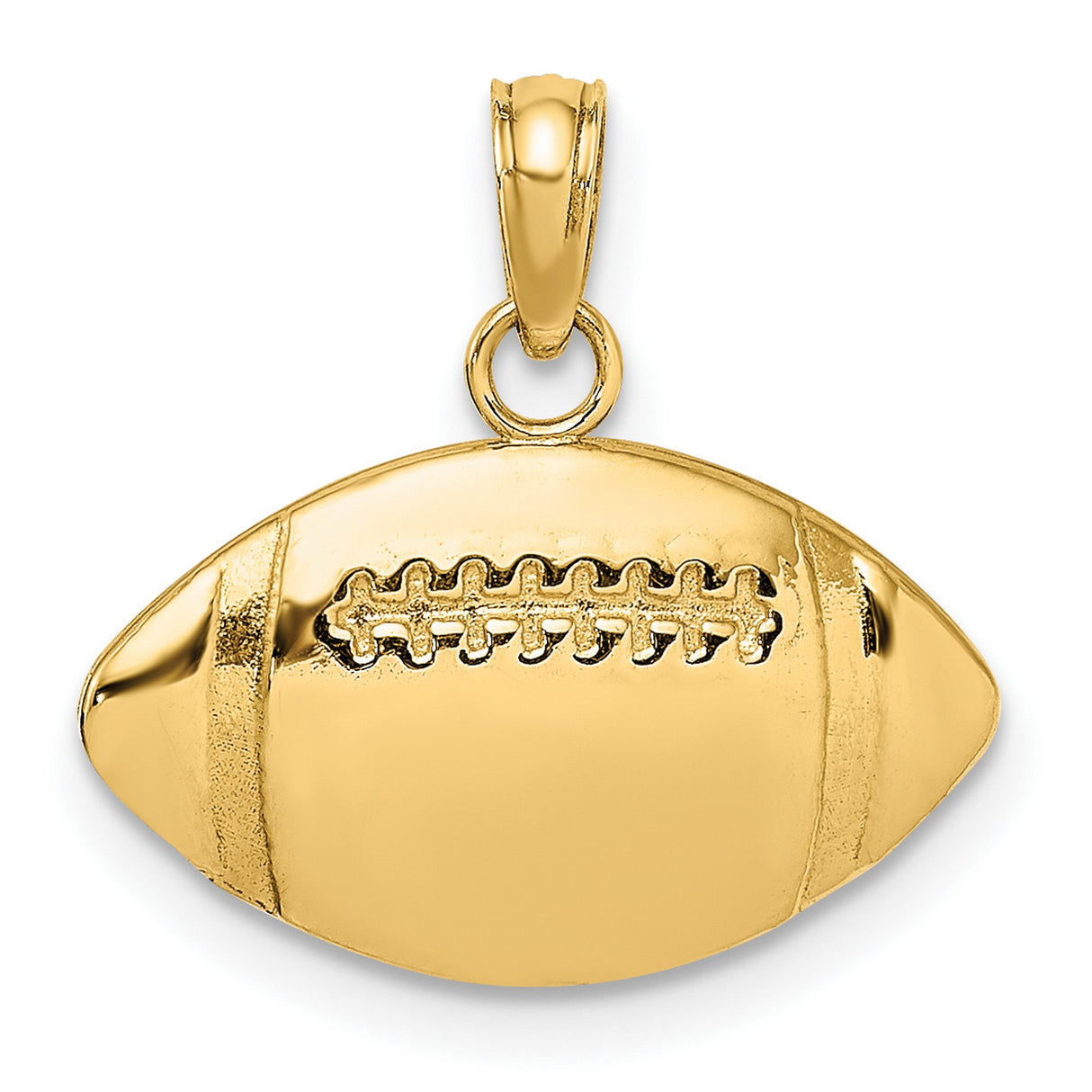 10k Yellow Gold Football Pendant, Detailed American Football Charm for Men or Unisex