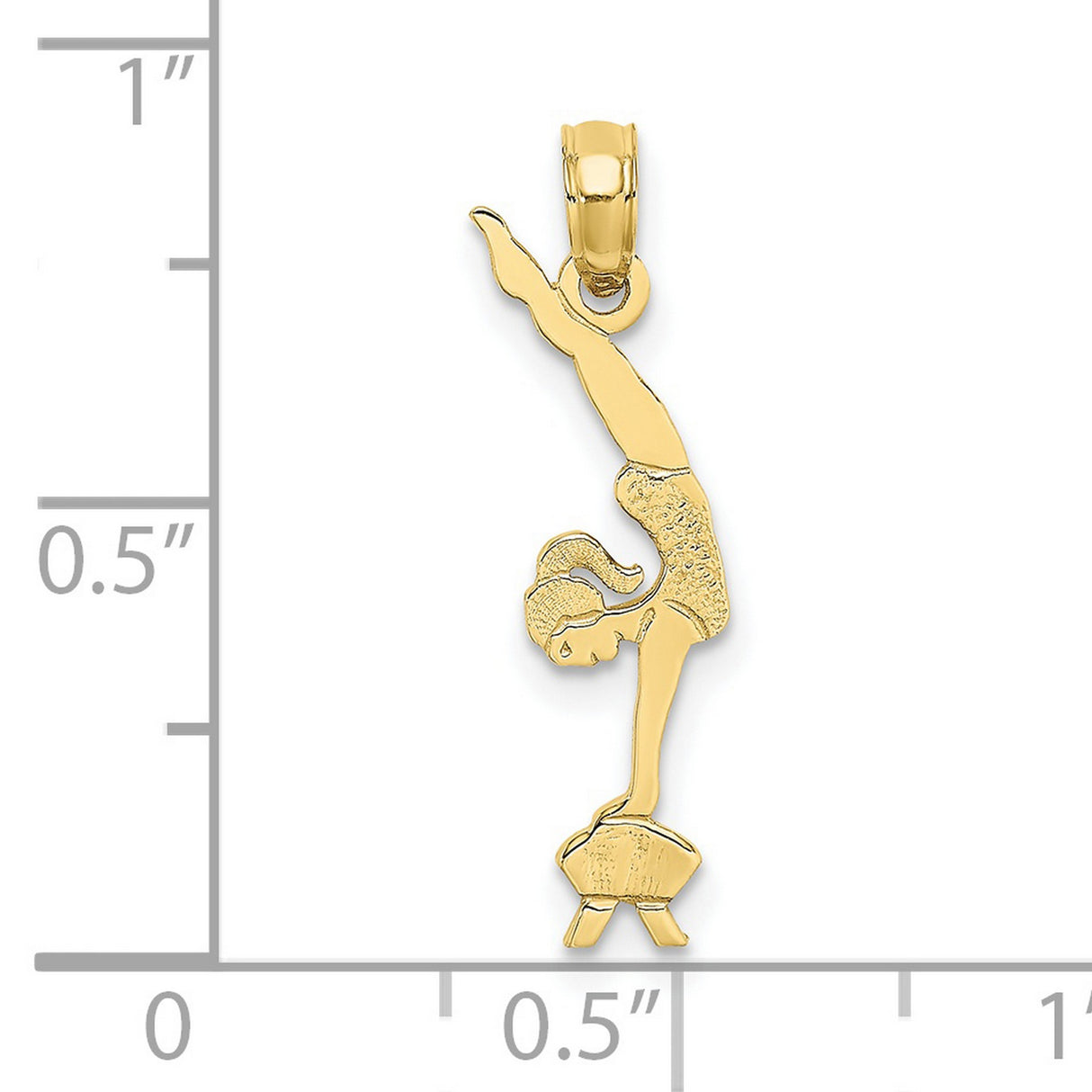 10k Yellow Gold Gymnast Pendant with Female Athlete Handstand on Vault