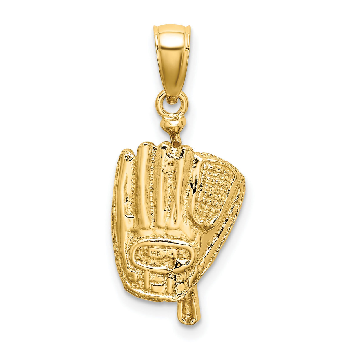 10k Yellow Gold Baseball Pendant with 3D Glove, Bat, and Ball Design, Sports Charm for Fans and Players