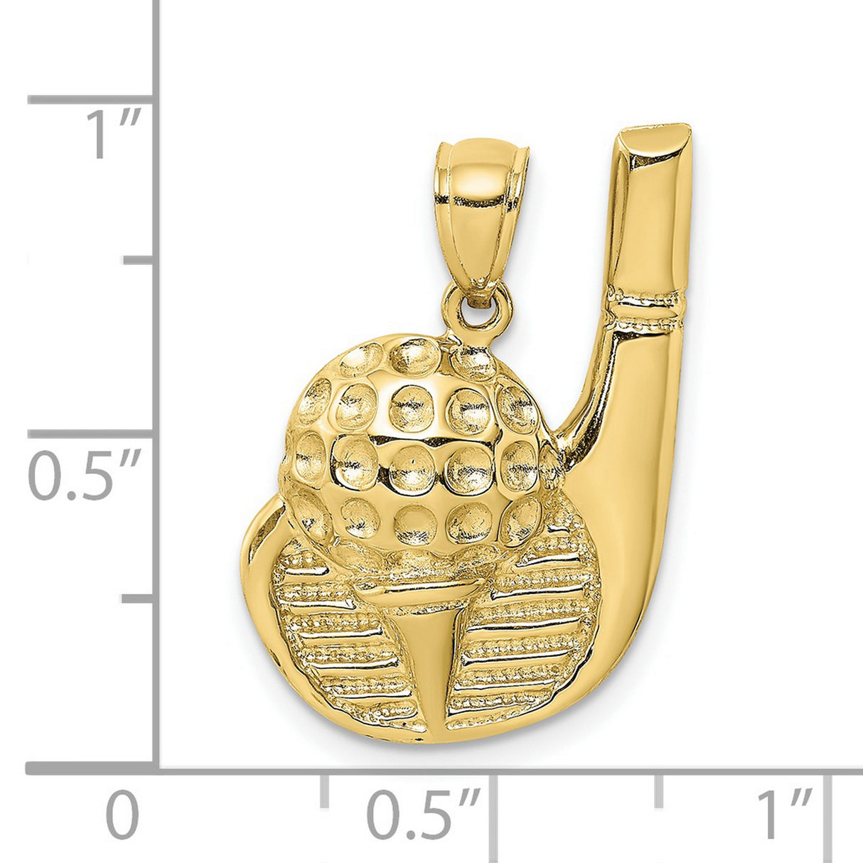 10k Yellow Gold Pendant, Golf Club Ball and Tee Sports Charm for Men or Unisex