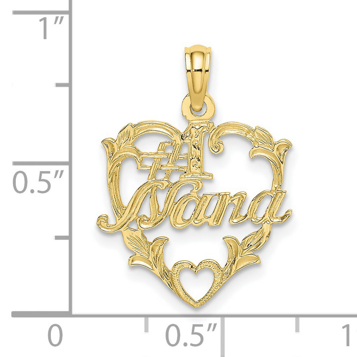 10k Yellow Gold Heart Pendant Charm with Leaf Accents, Nana Keepsake Jewelry for Women