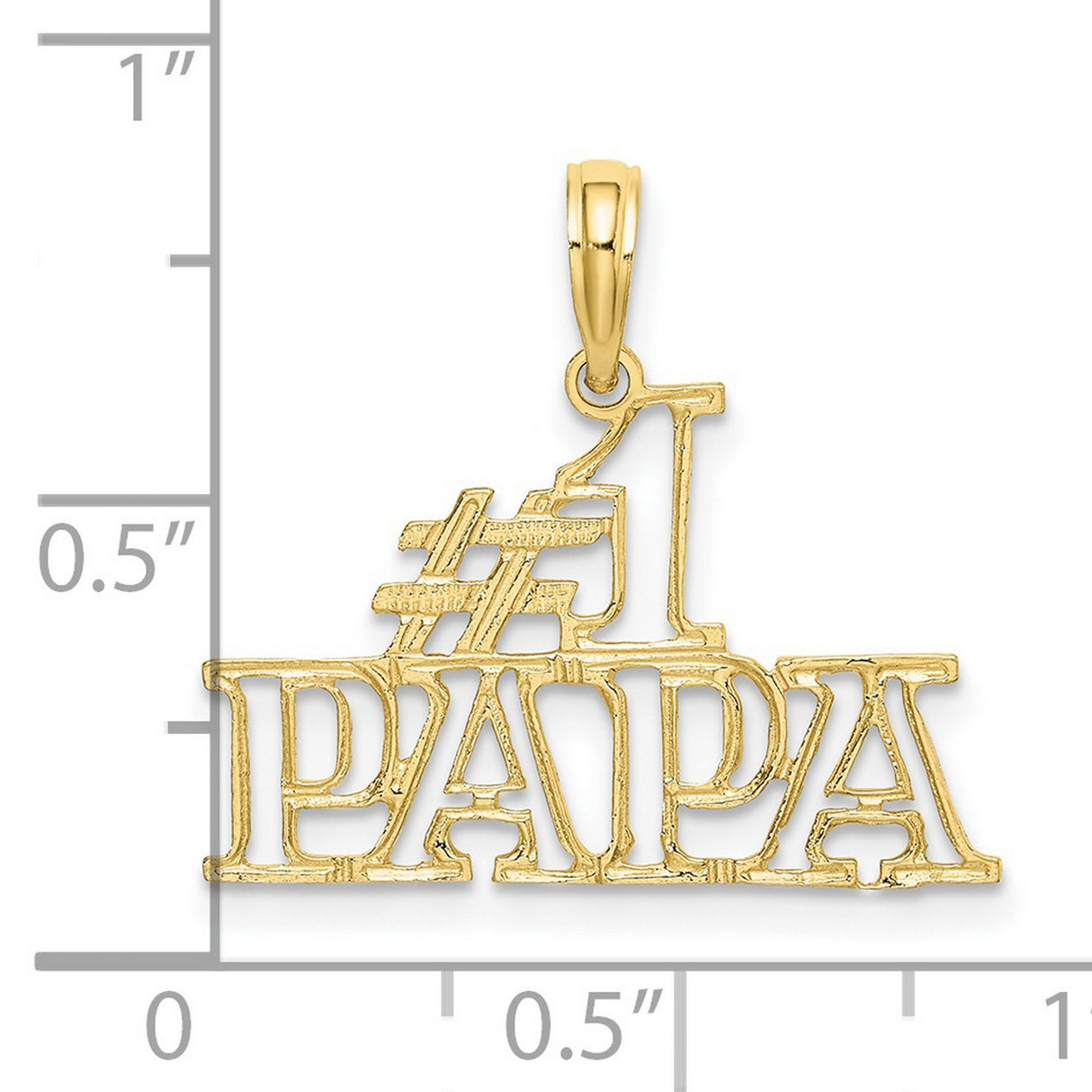 10k Yellow Gold #1 Papa Pendant, Openwork Lettering, Sentimental Dad Jewelry for Men