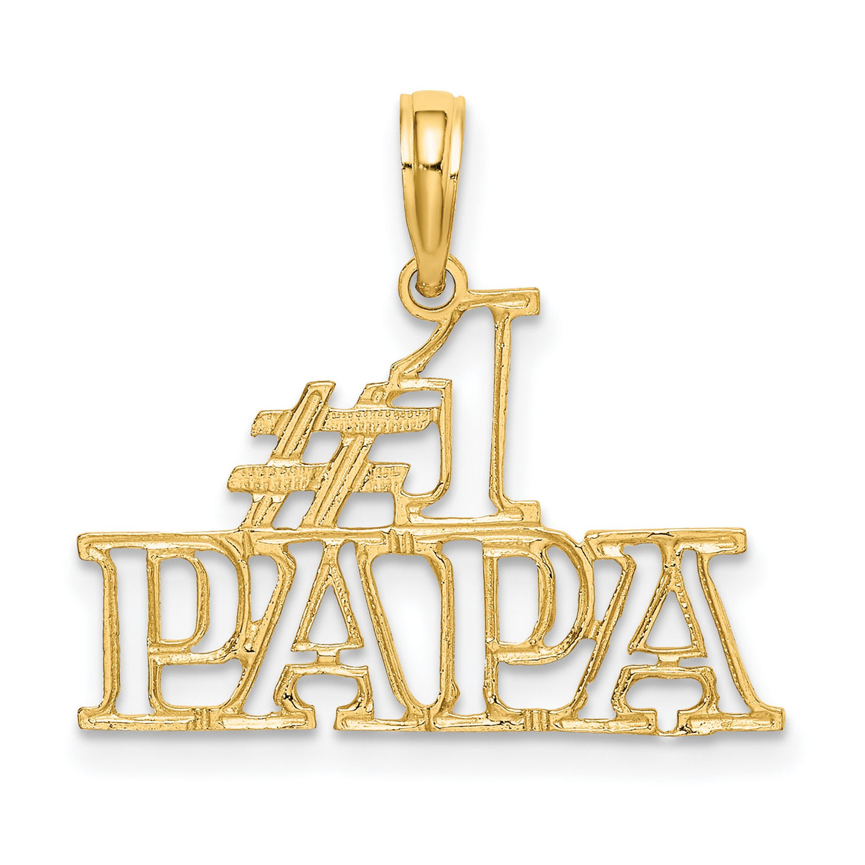 10k Yellow Gold #1 Papa Pendant, Openwork Lettering, Sentimental Dad Jewelry for Men