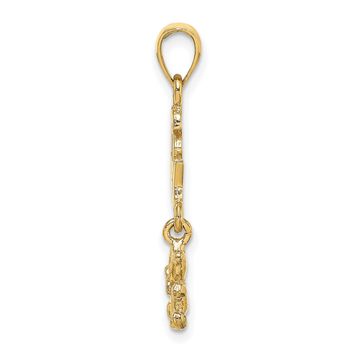 10k Yellow Gold Its a Boy Pendant with Movable Teddy Bear Charm, Baby Boy