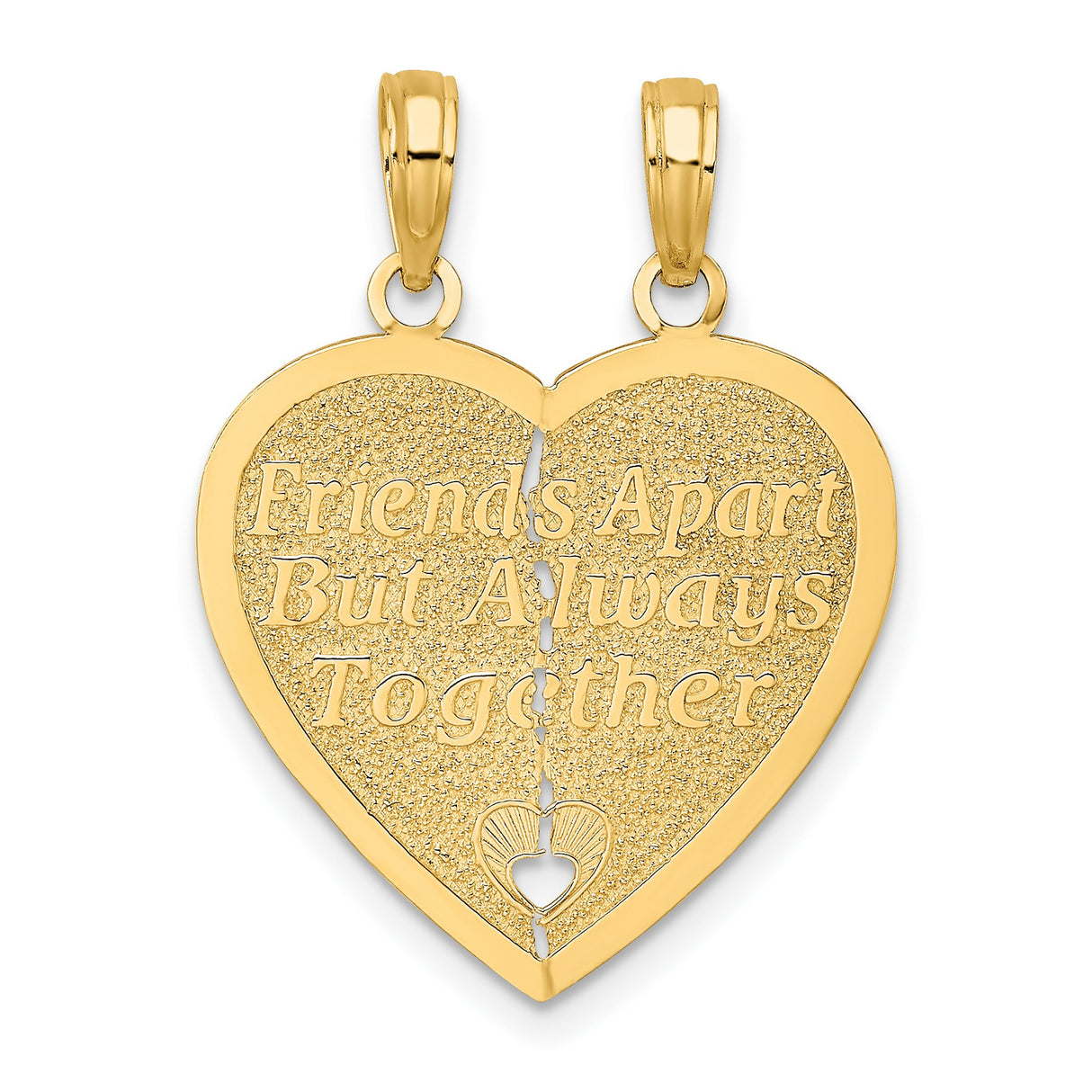 10k Yellow Gold Two Piece Heart Pendant with Forever and Ever Inscription for Women