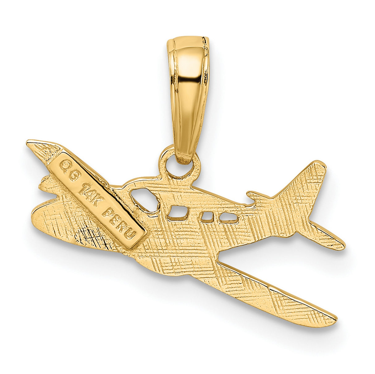 10k Yellow Gold Airplane Pendant, Aviation Charm Symbol of Travel and Adventure, Unisex