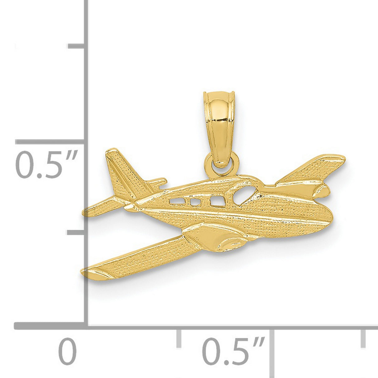 10k Yellow Gold Airplane Pendant, Aviation Charm Symbol of Travel and Adventure, Unisex